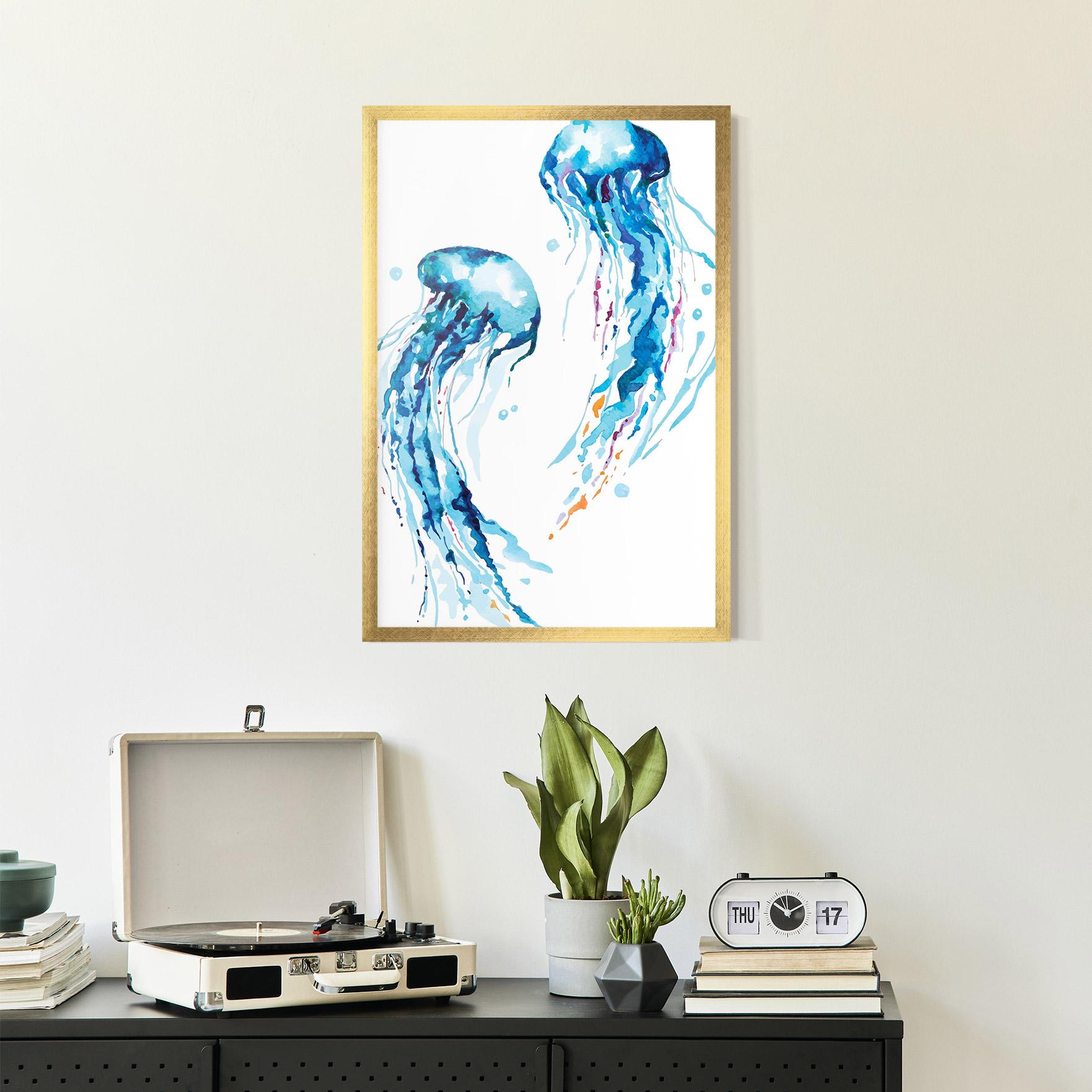 Poster Înrămat Jellyfish Watercolor mockup 2