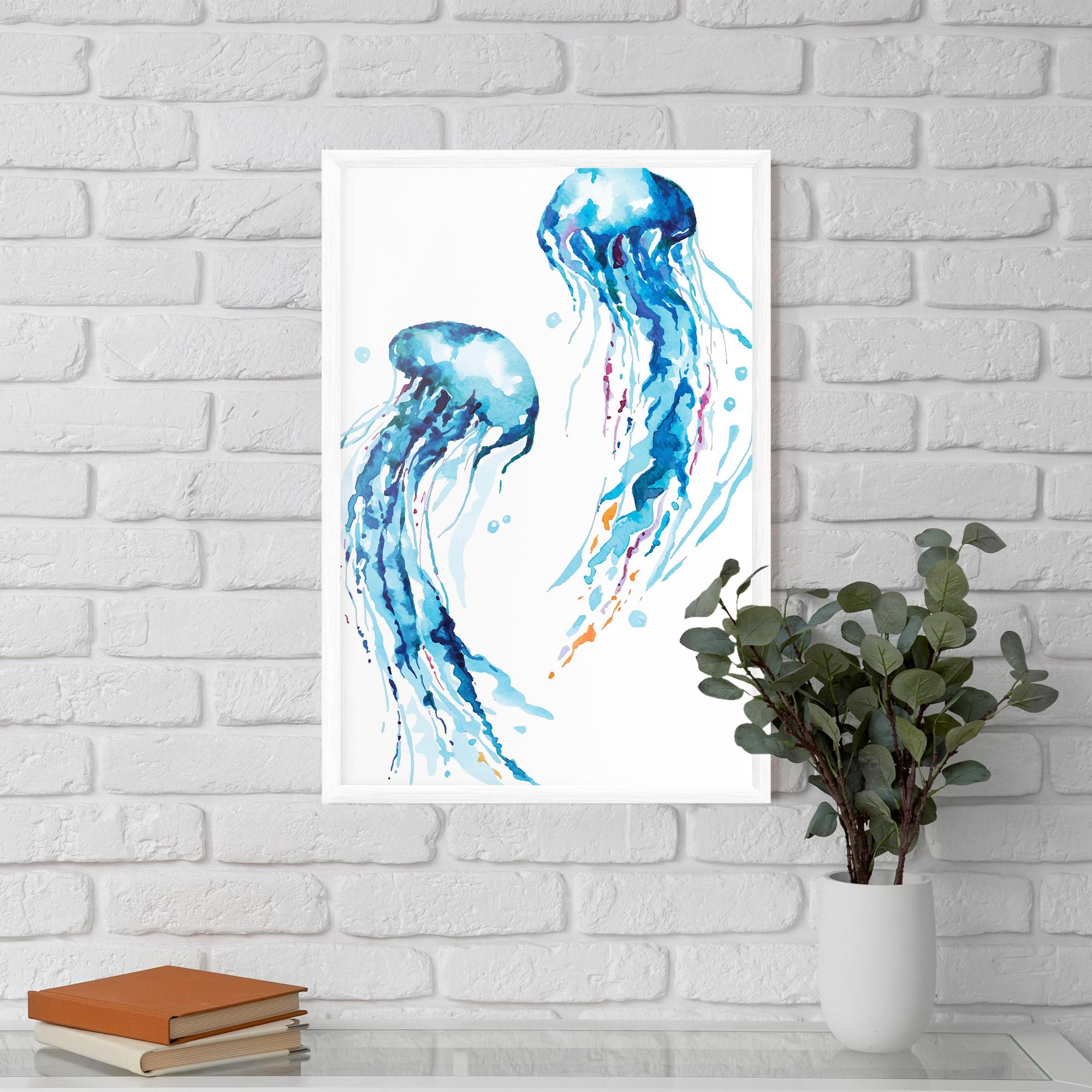 Poster Înrămat Jellyfish Watercolor mockup 5