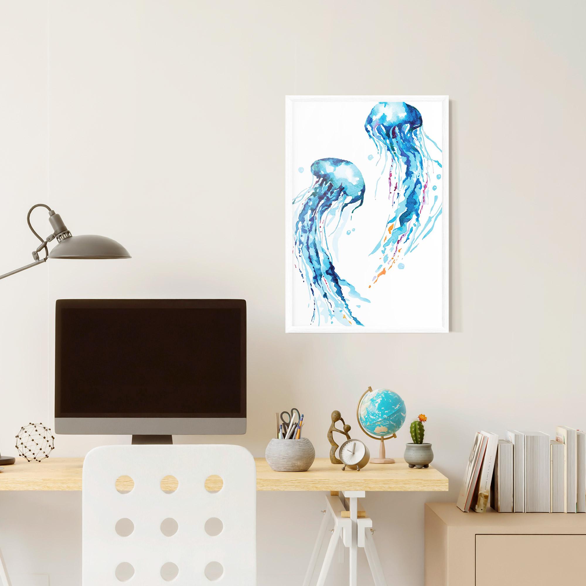 Poster Înrămat Jellyfish Watercolor mockup 6