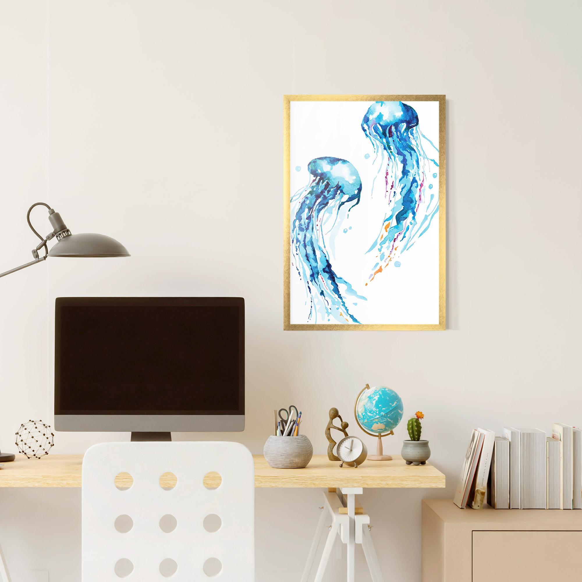 Poster Înrămat Jellyfish Watercolor mockup 6