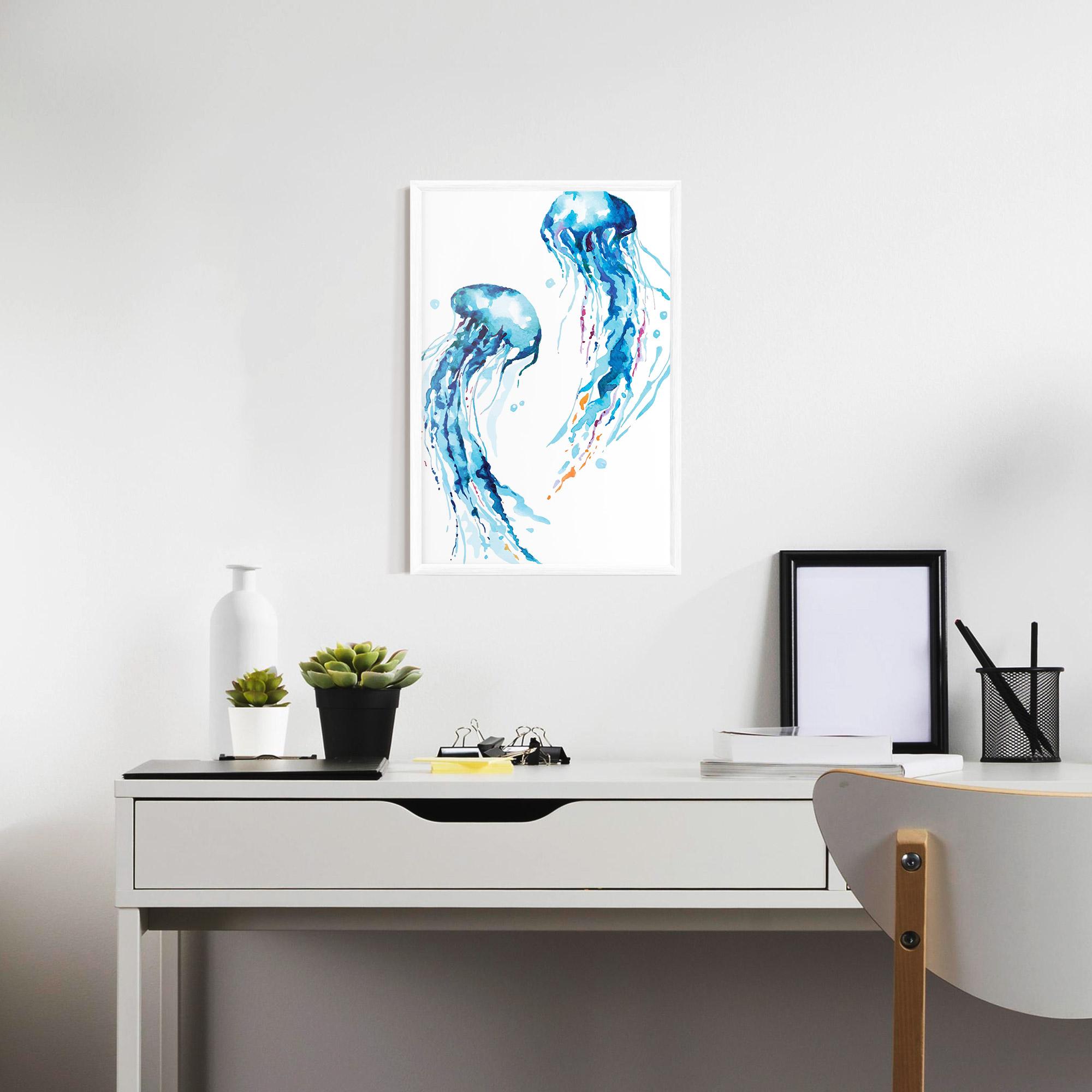 Poster Înrămat Jellyfish Watercolor mockup 7