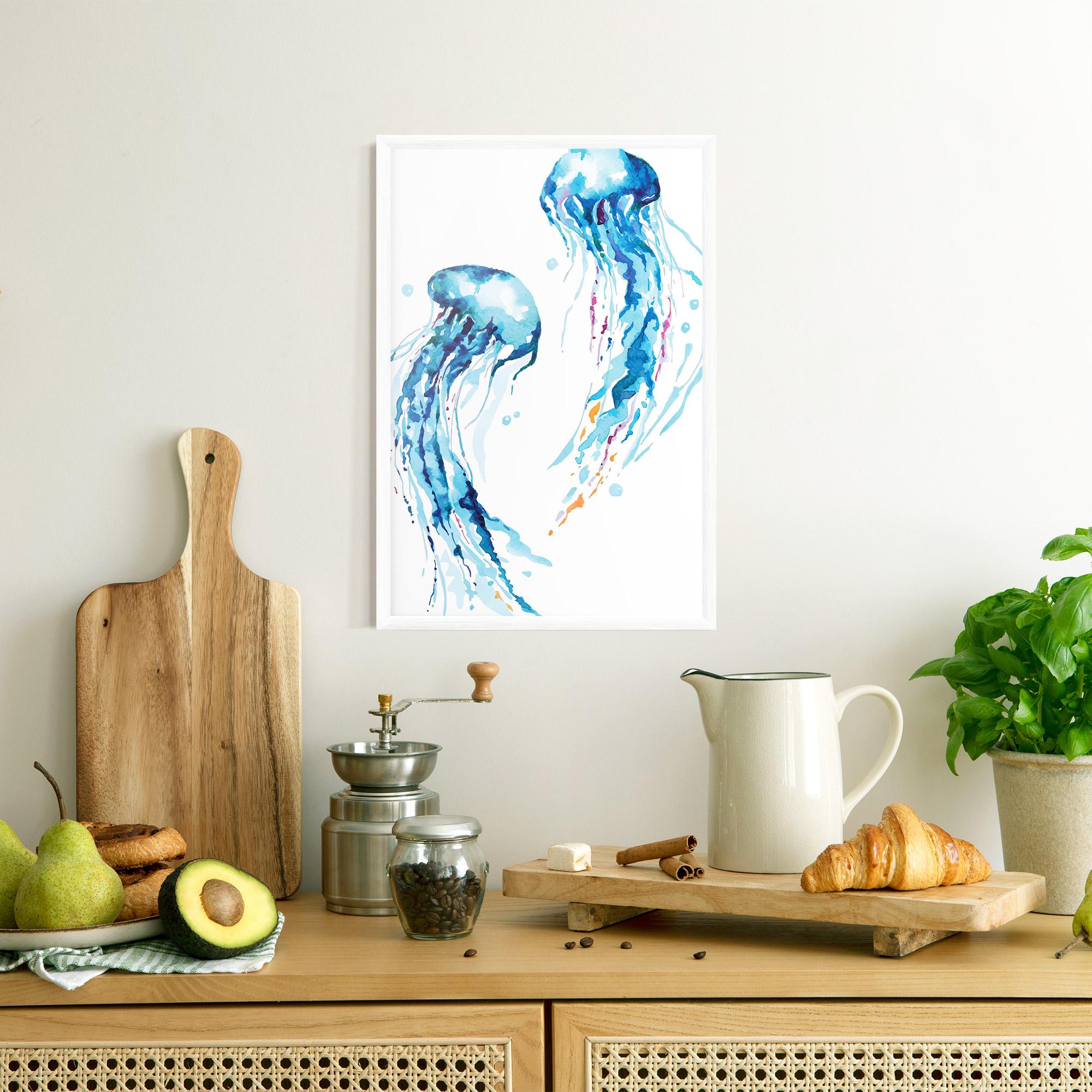 Poster Înrămat Jellyfish Watercolor mockup 8