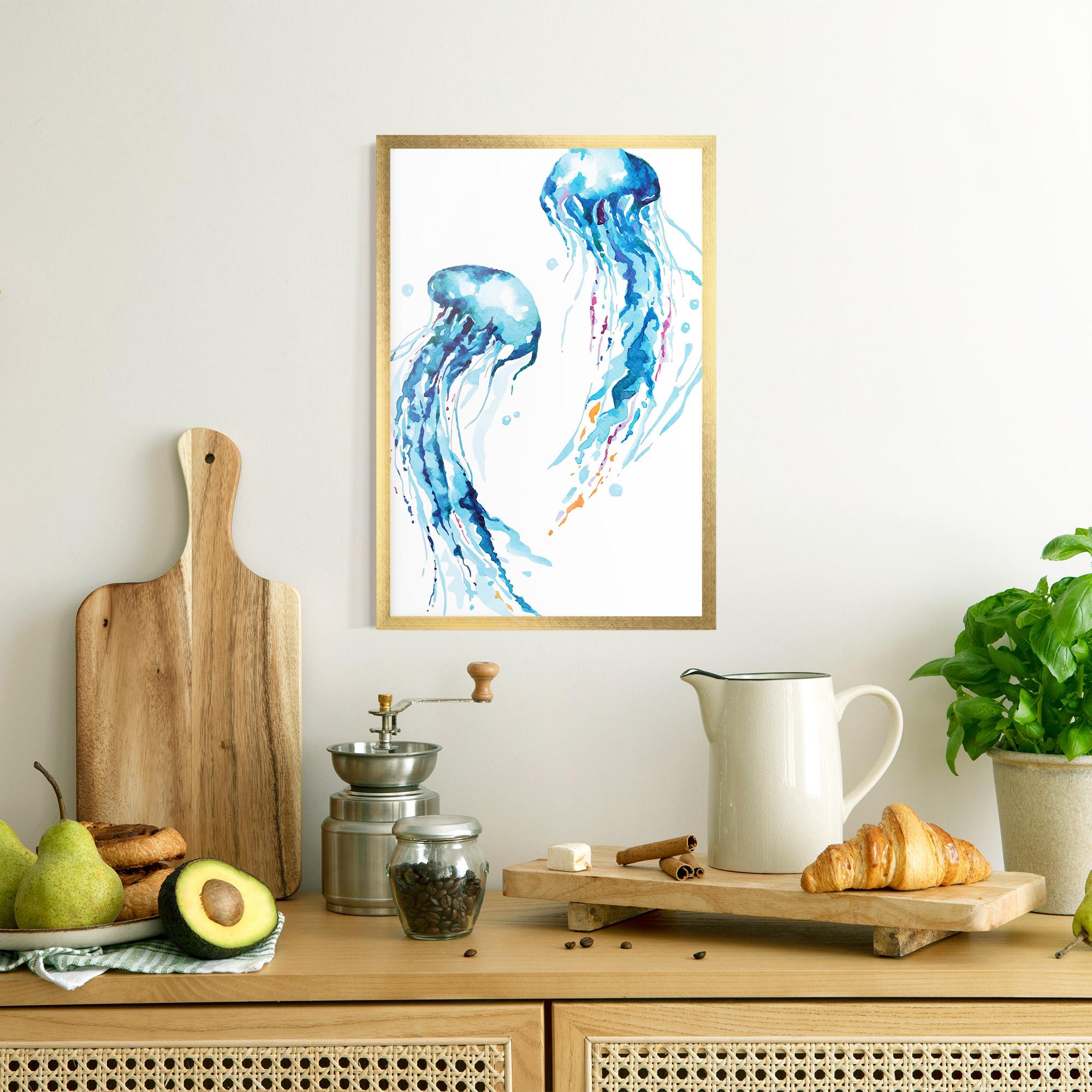 Poster Înrămat Jellyfish Watercolor mockup 8