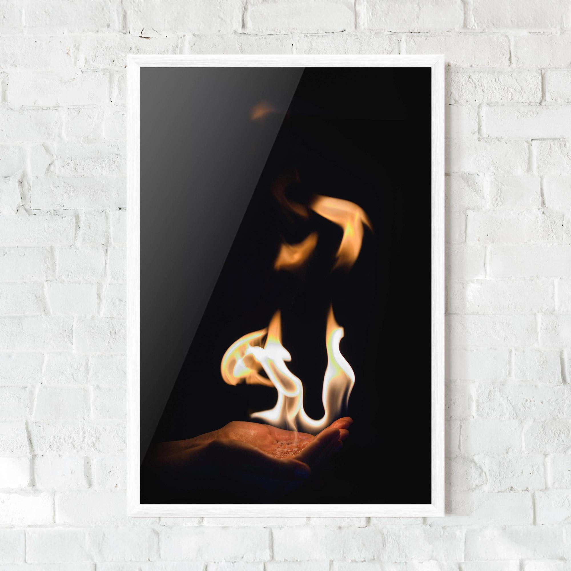 Poster Înrămat White Orange Fire mockup 0