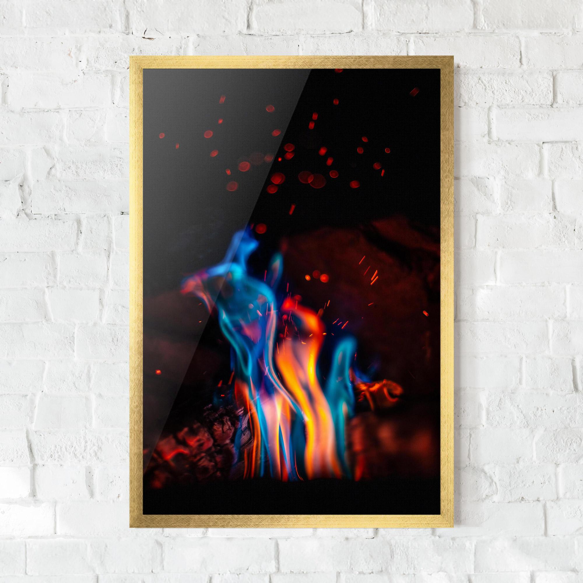 Poster Înrămat Blue Orange Fire mockup 0