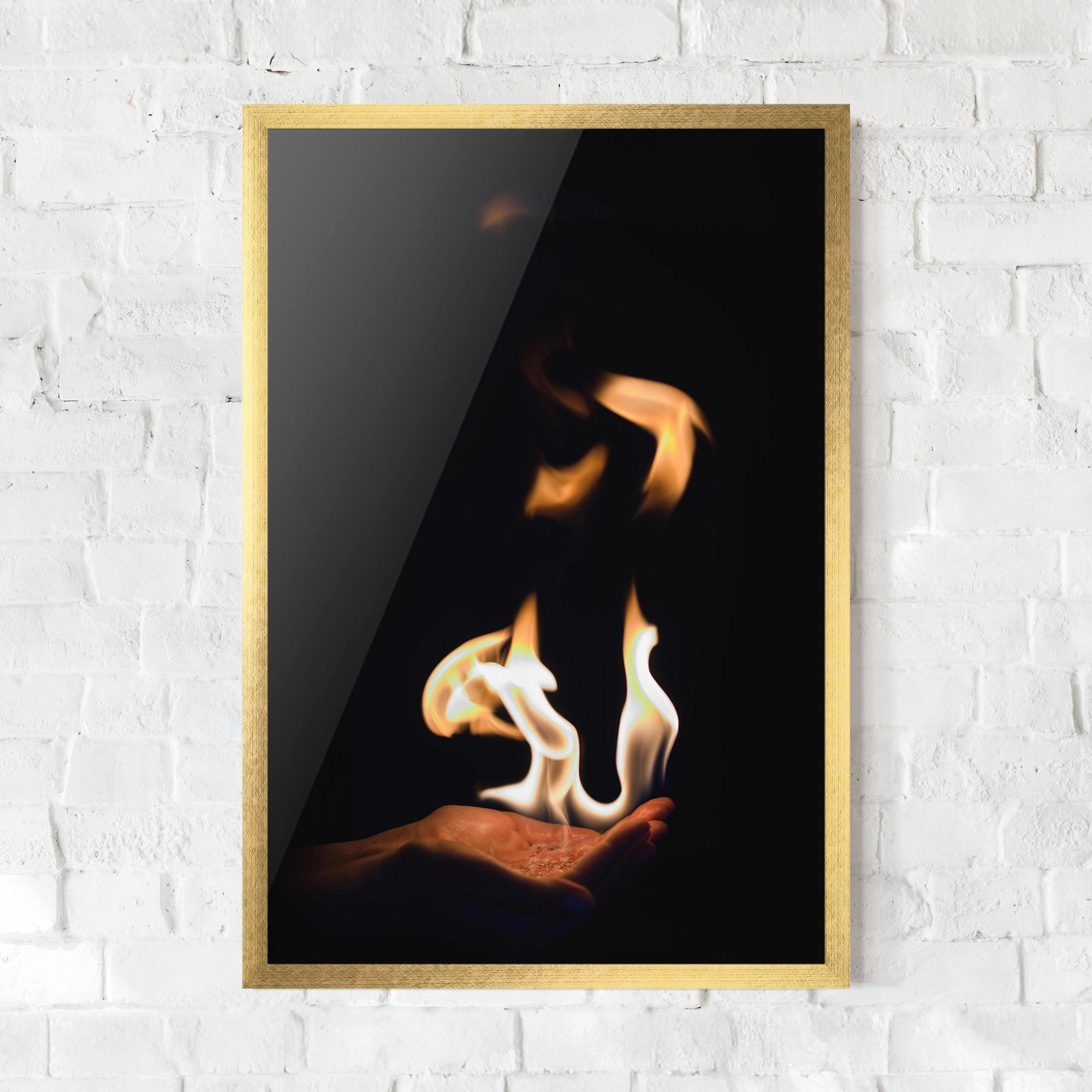 Poster Înrămat White Orange Fire mockup 0