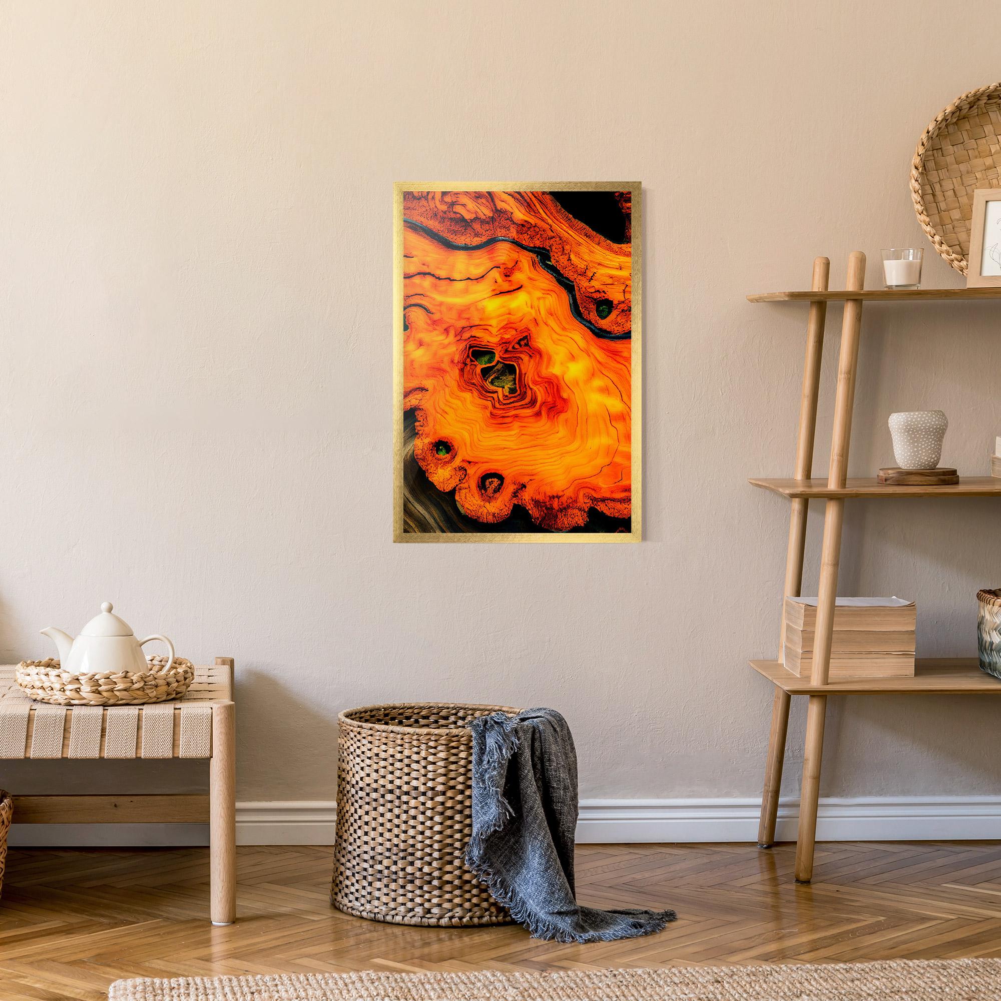 Poster Înrămat Fire Wood Texture mockup 9