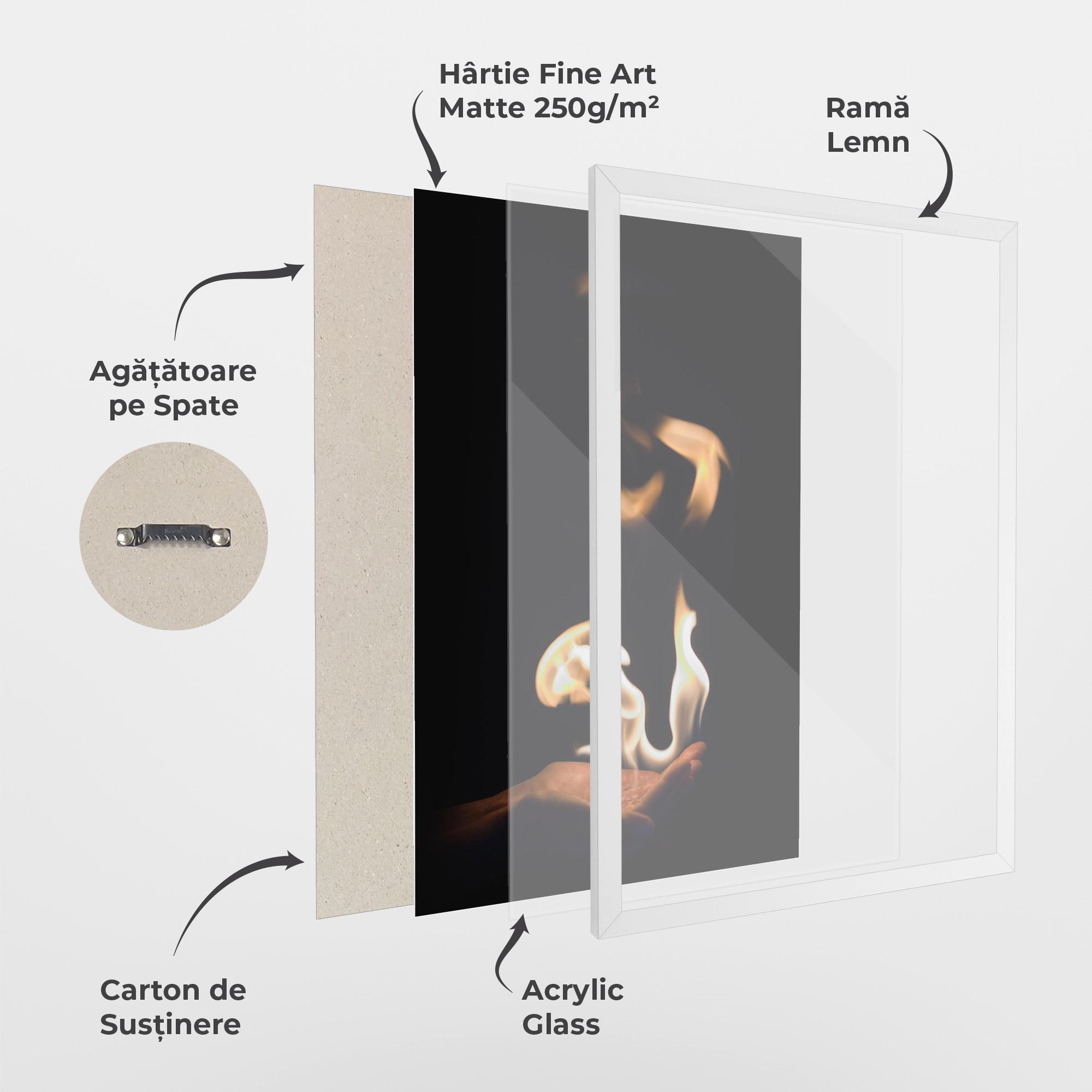 Poster Înrămat White Orange Fire mockup 1