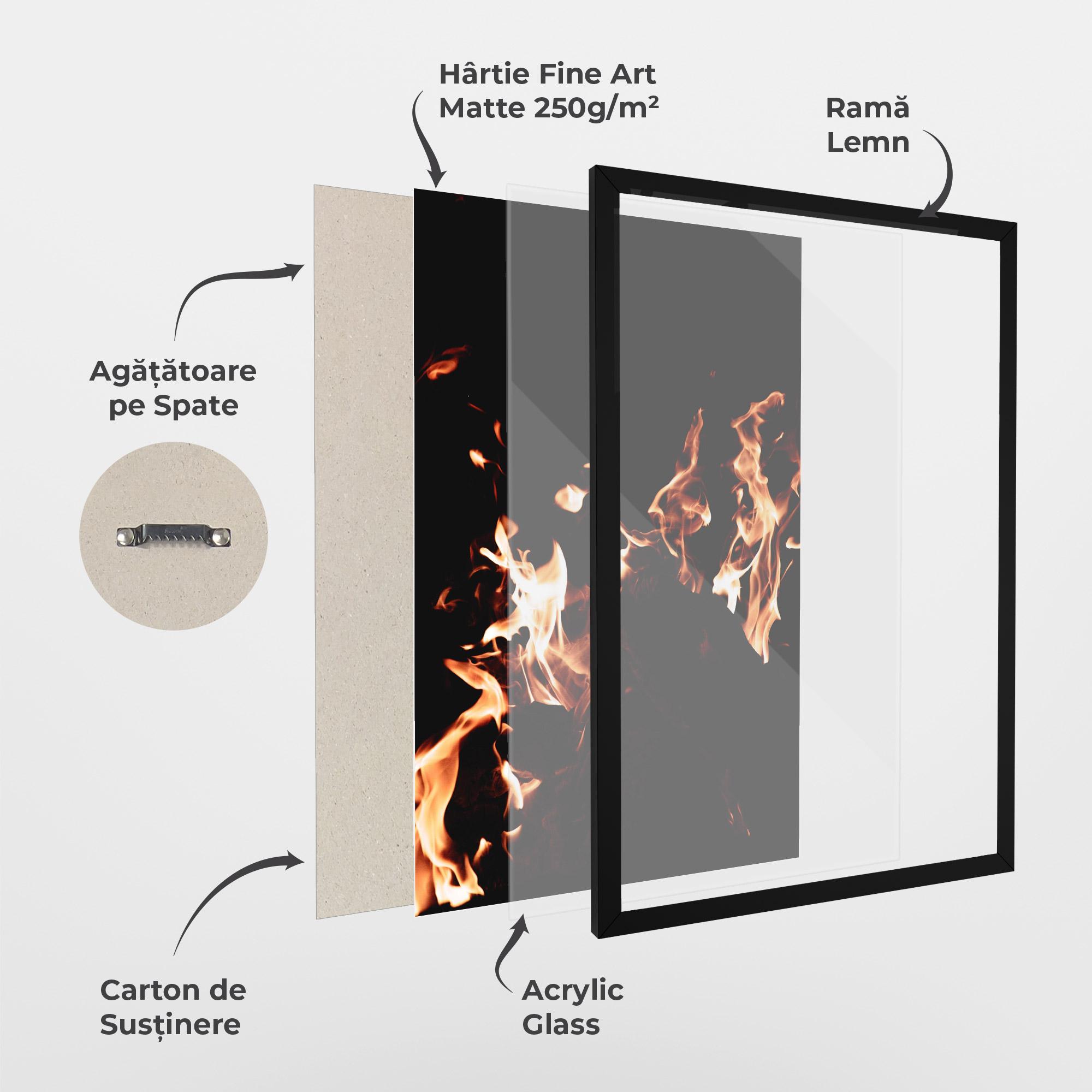 Poster Înrămat Red Grey Fire mockup 1