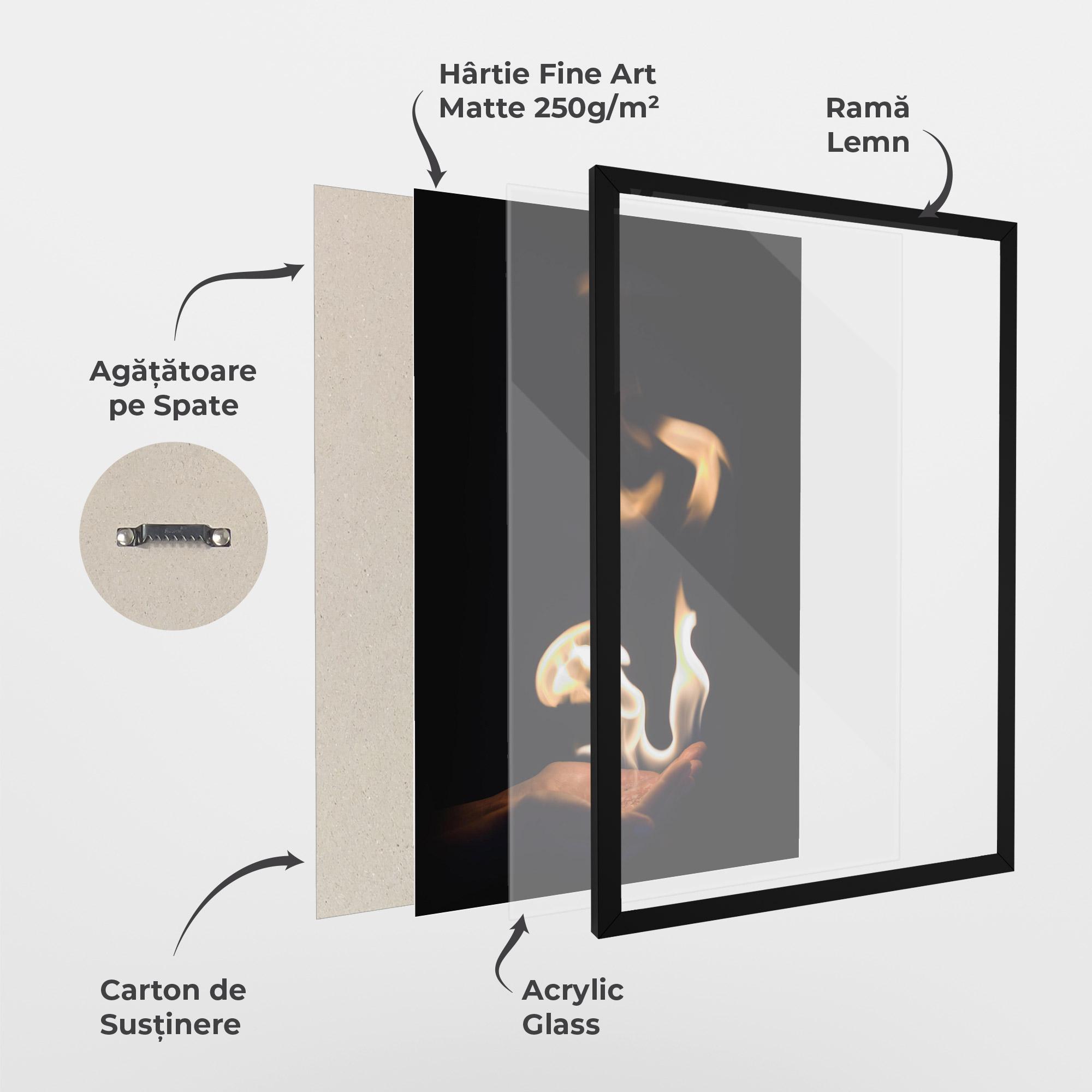 Poster Înrămat White Orange Fire mockup 1