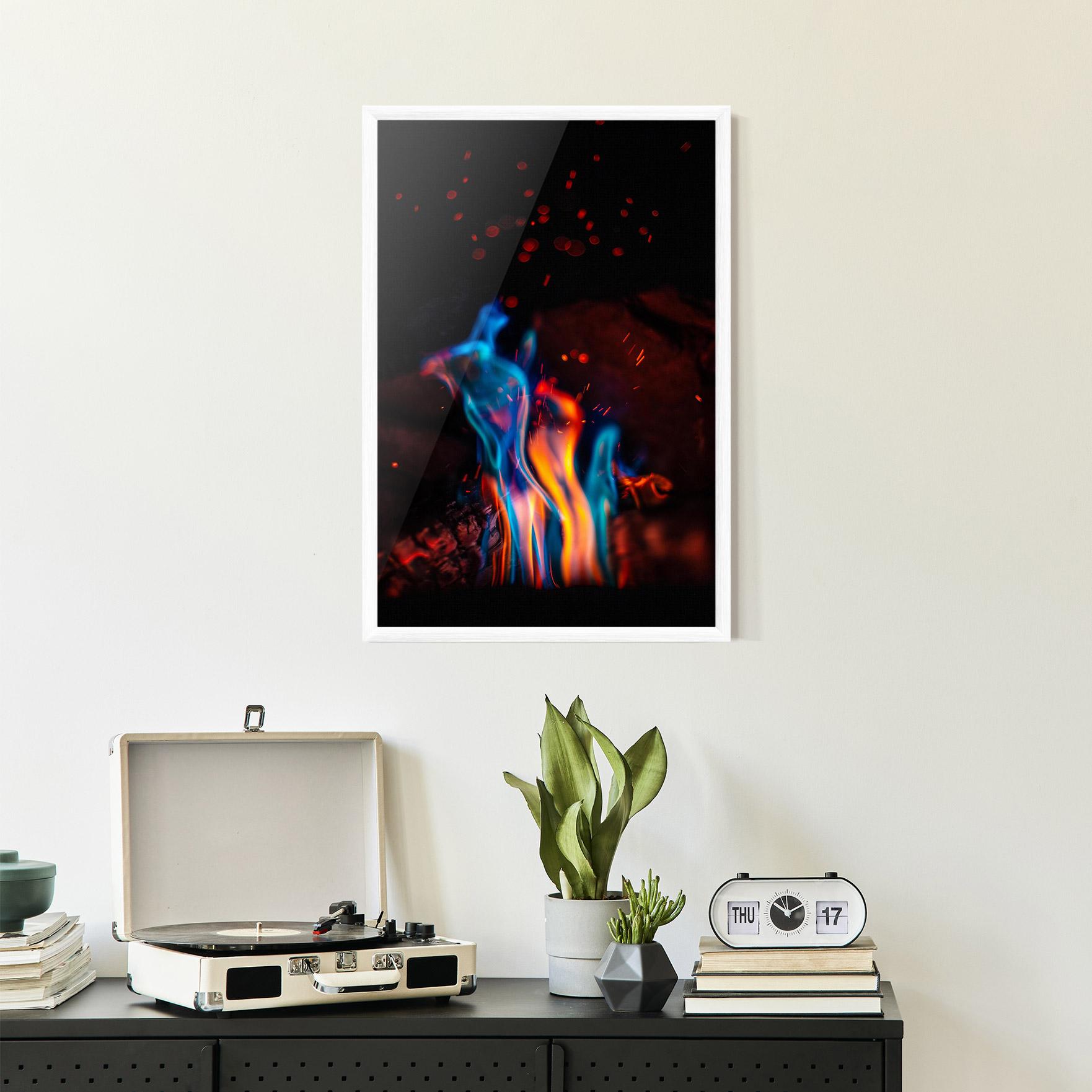 Poster Înrămat Blue Orange Fire mockup 2