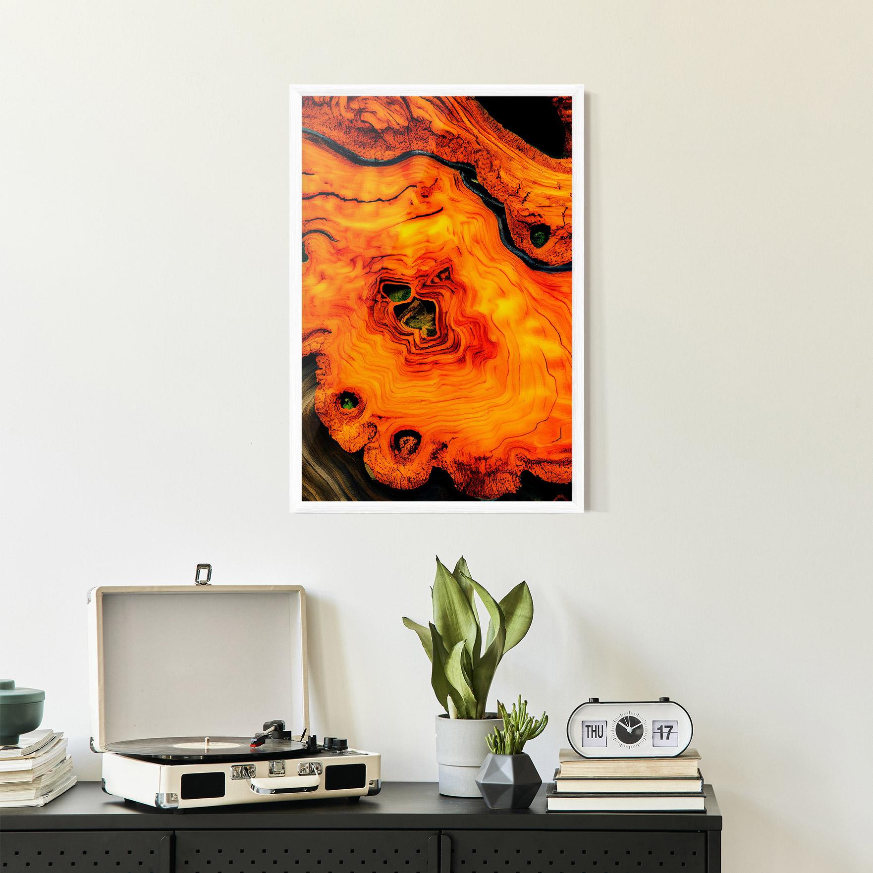 Poster Înrămat Fire Wood Texture mockup 2