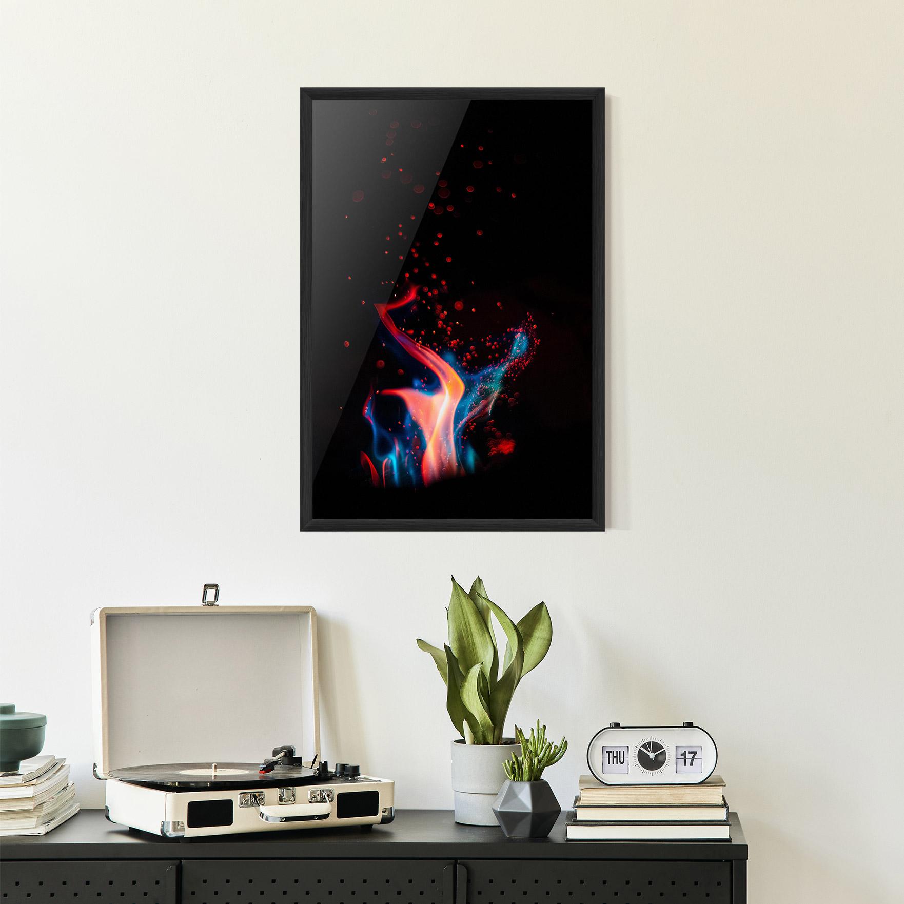 Poster Înrămat Blue Pink Fire mockup 2
