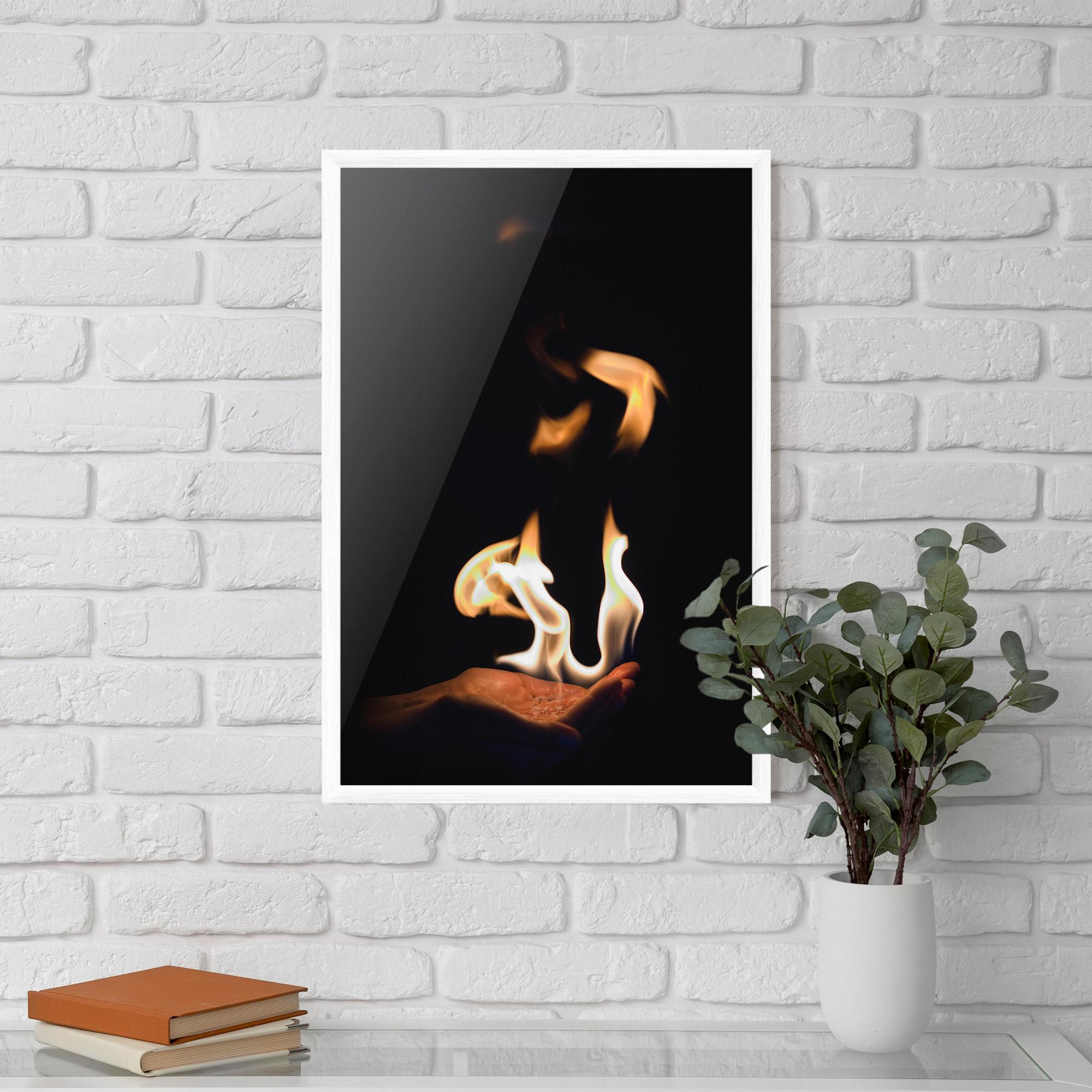 Poster Înrămat White Orange Fire mockup 5