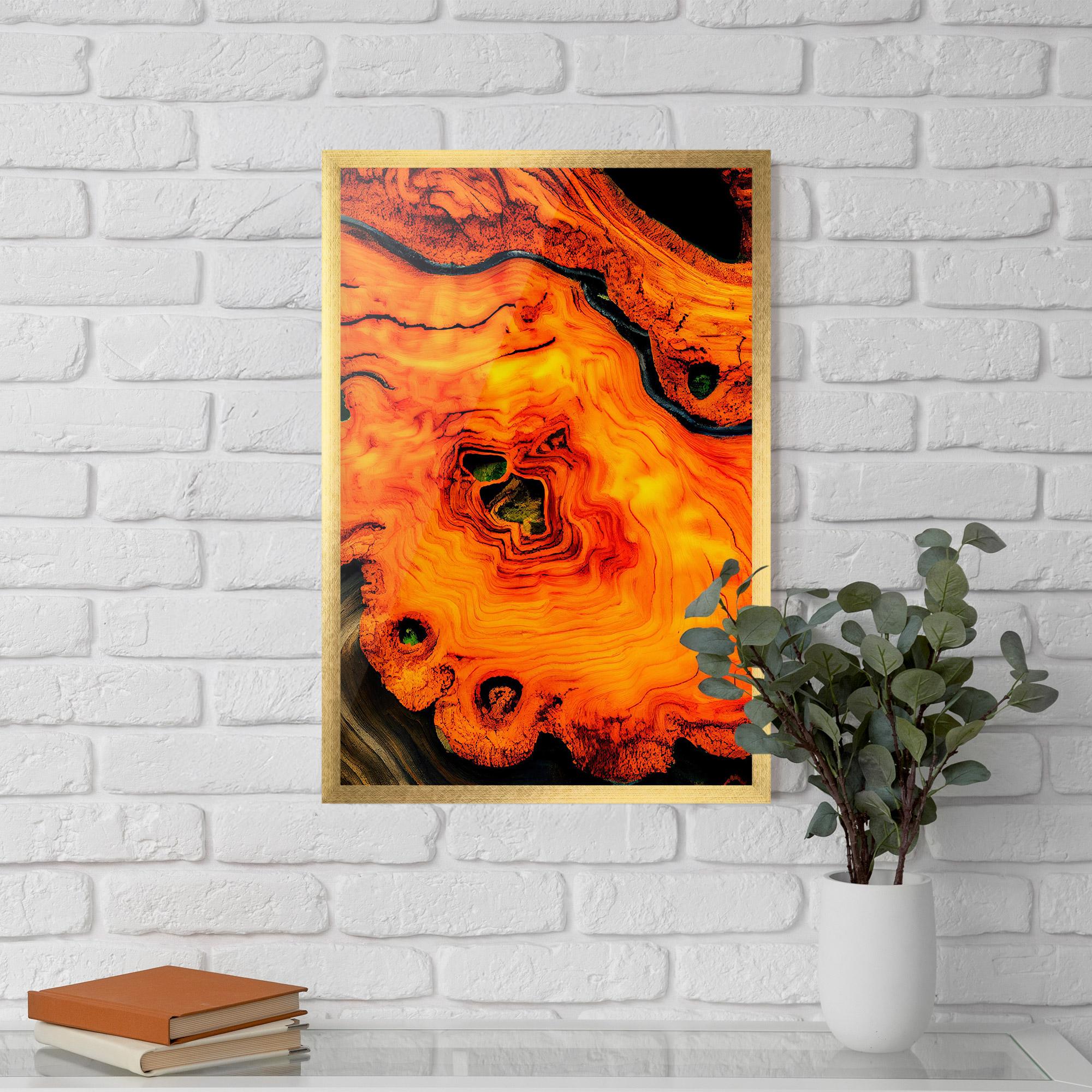 Poster Înrămat Fire Wood Texture mockup 5