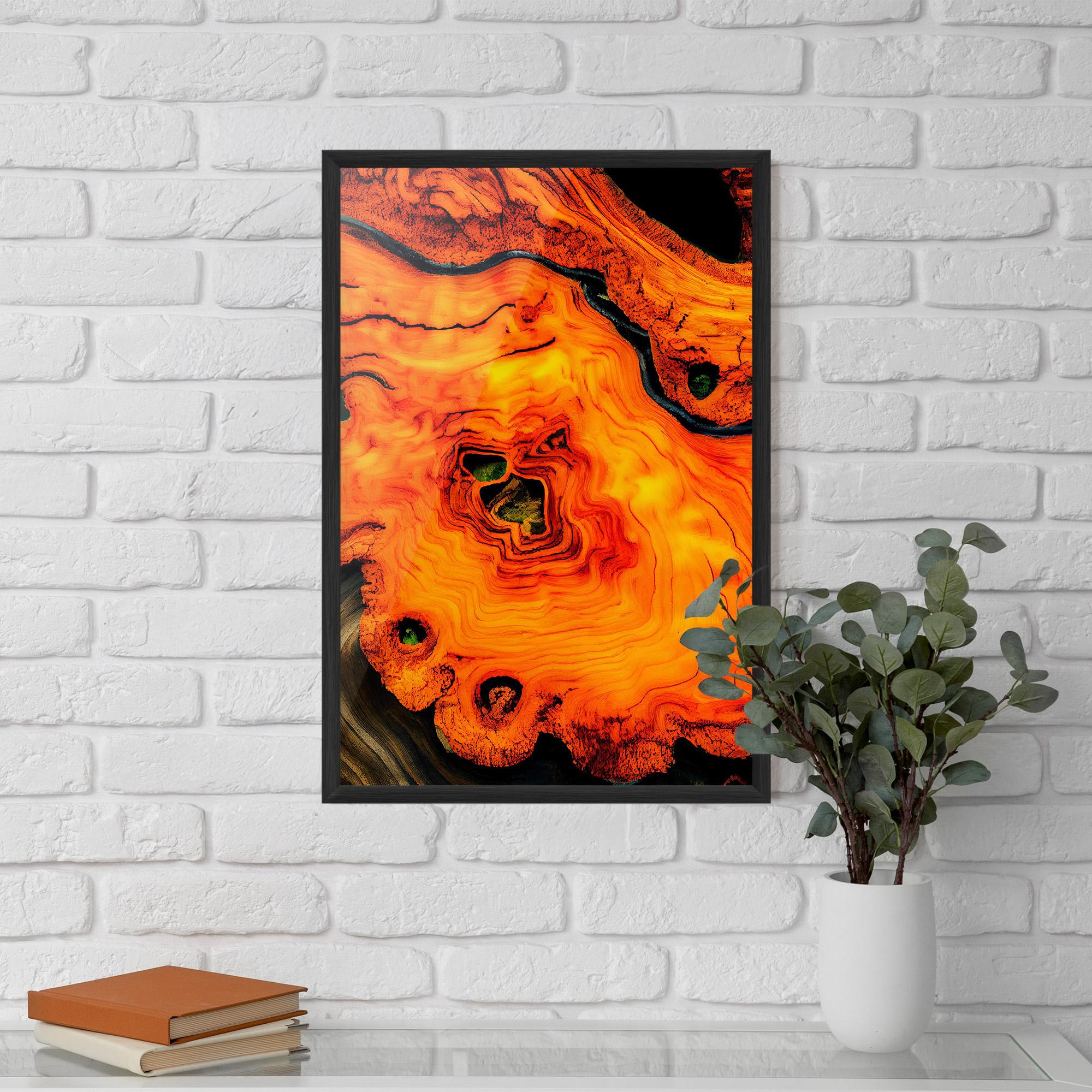 Poster Înrămat Fire Wood Texture mockup 5