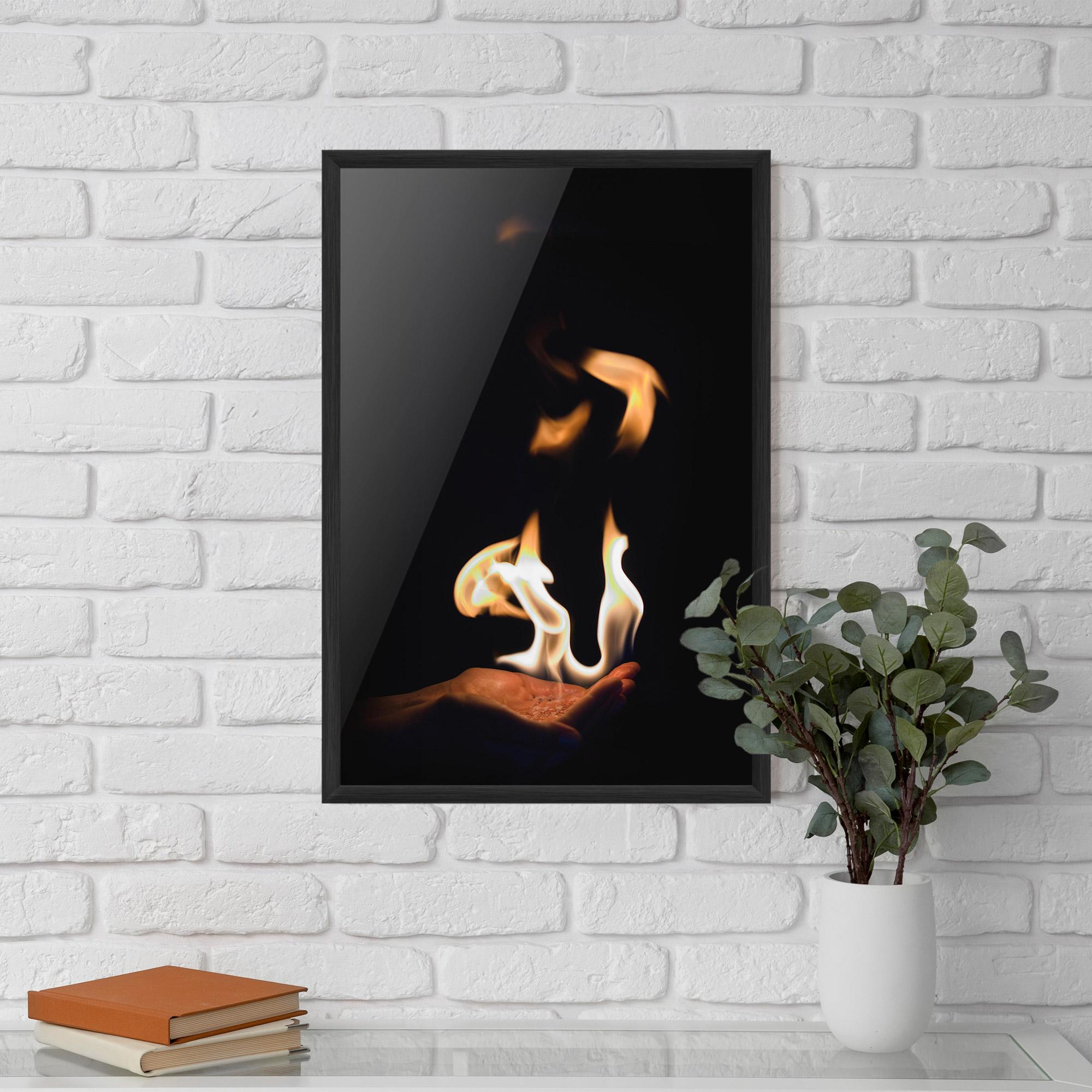 Poster Înrămat White Orange Fire mockup 5