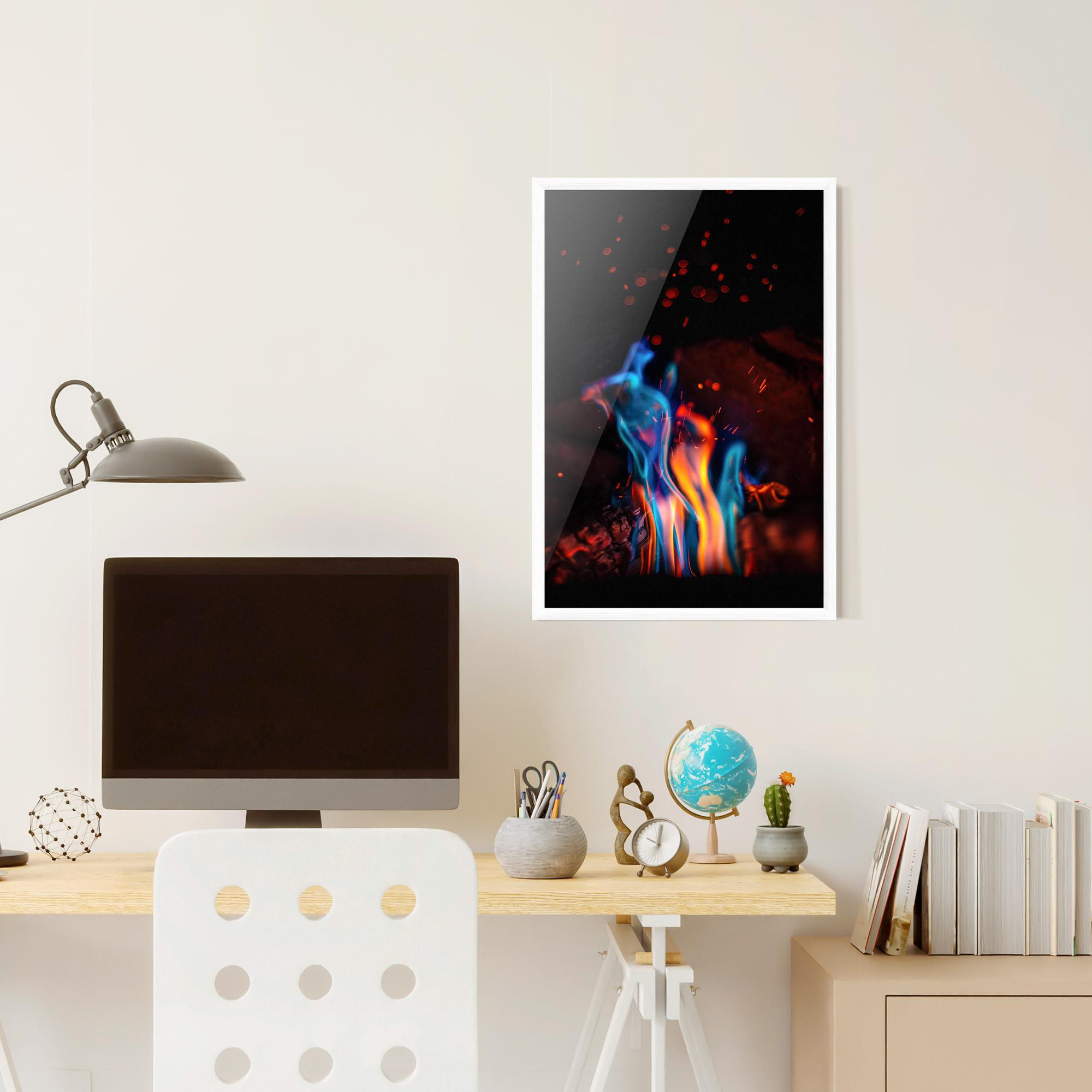 Poster Înrămat Blue Orange Fire mockup 6