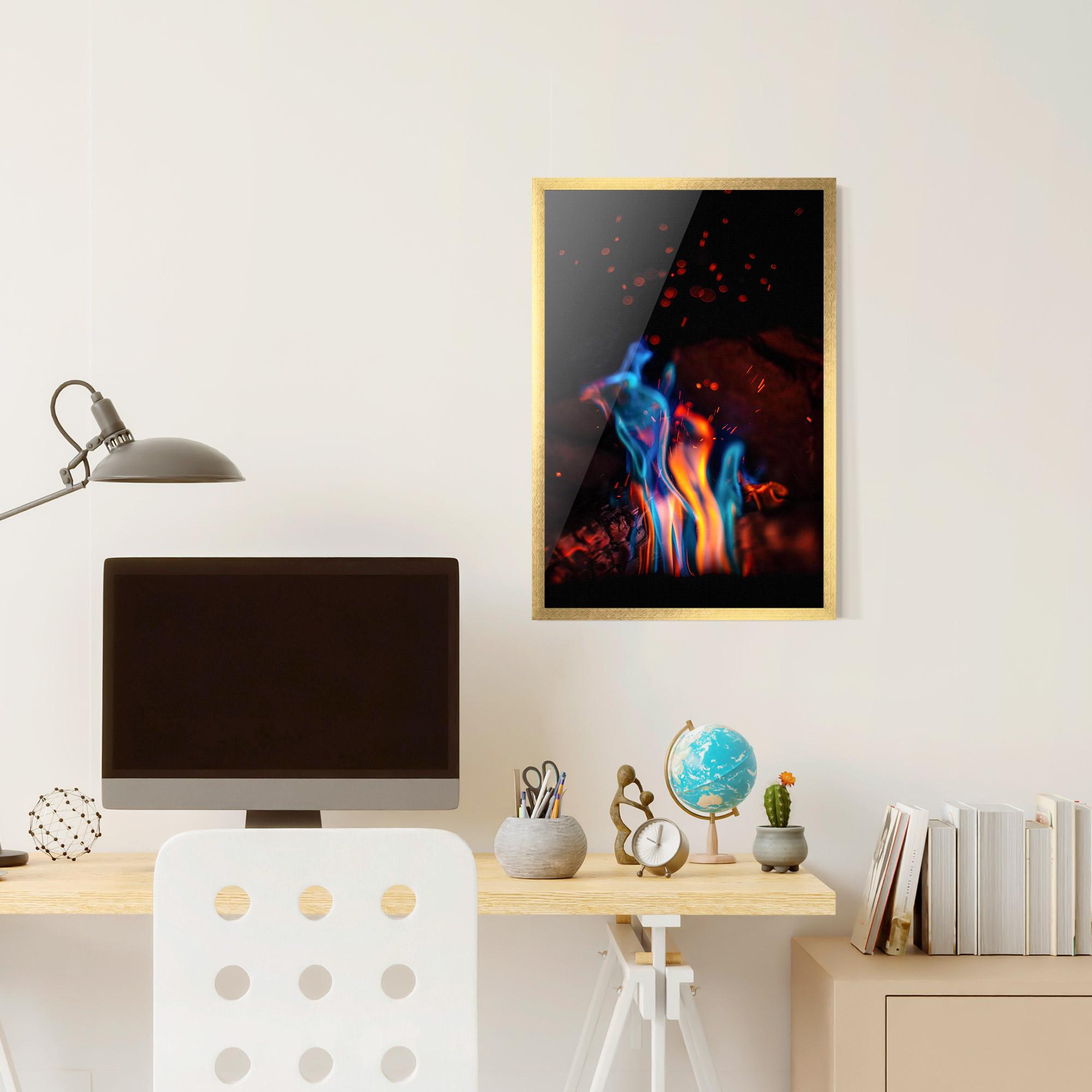Poster Înrămat Blue Orange Fire mockup 6