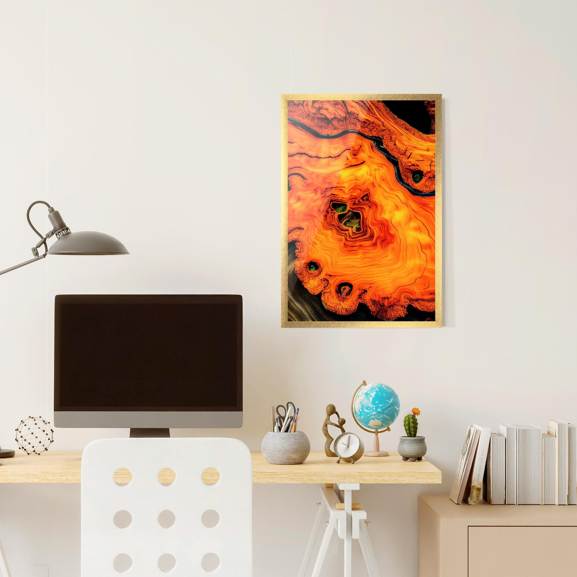 Poster Înrămat Fire Wood Texture mockup 6