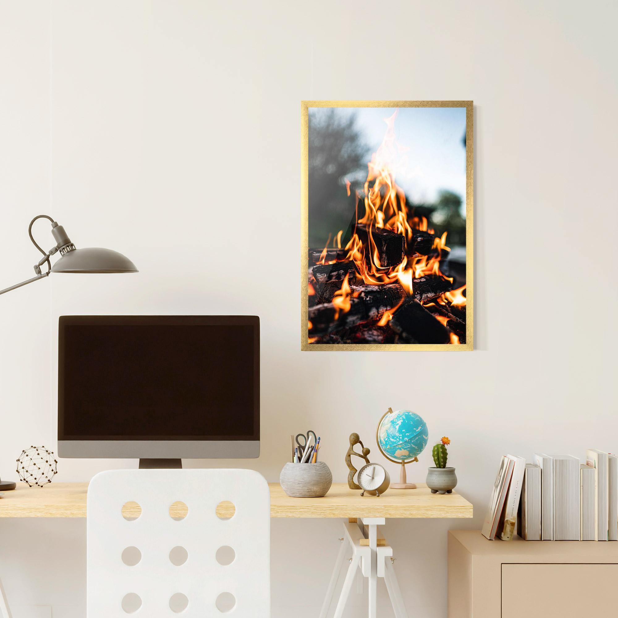 Poster Înrămat Marshmallows Fire mockup 6