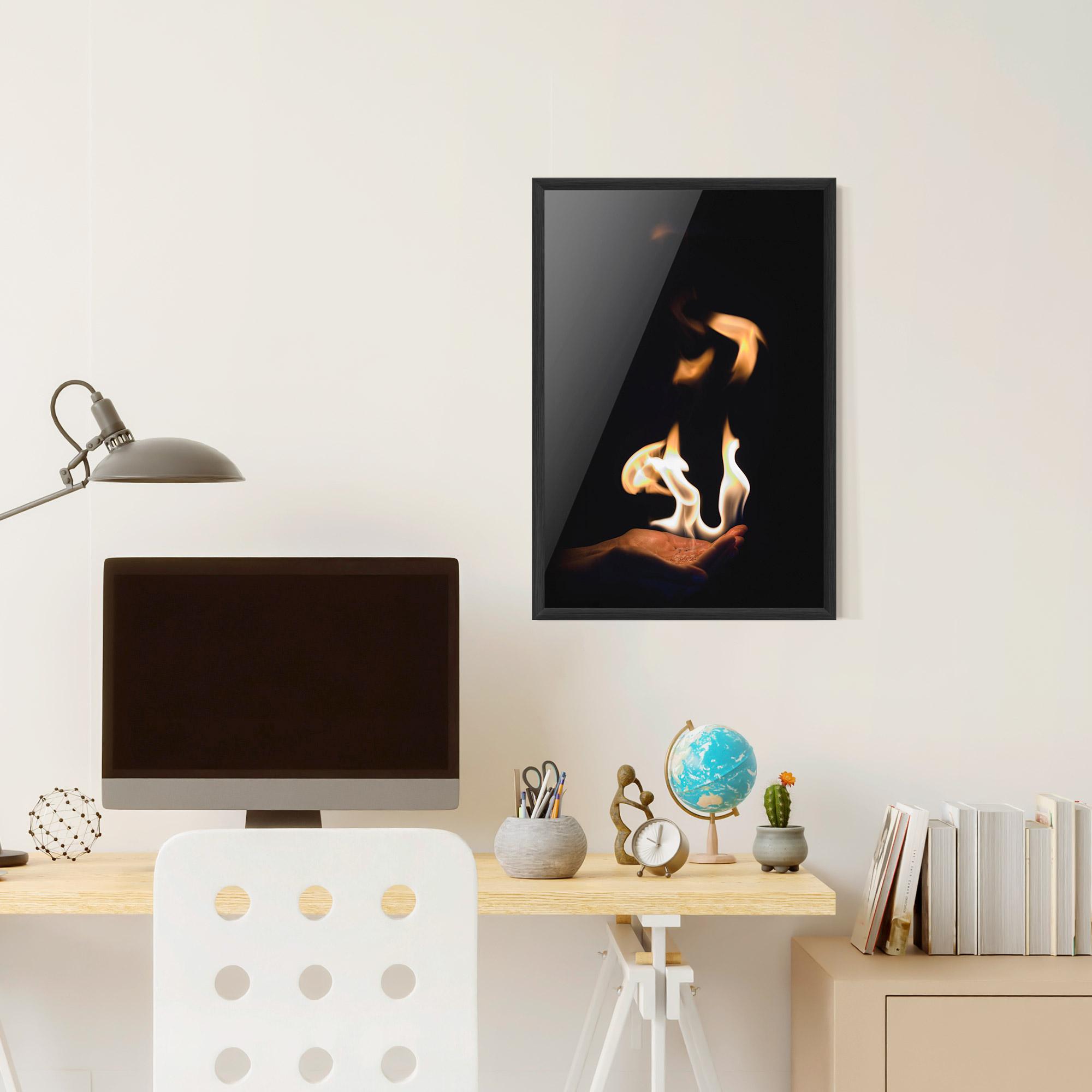 Poster Înrămat White Orange Fire mockup 6