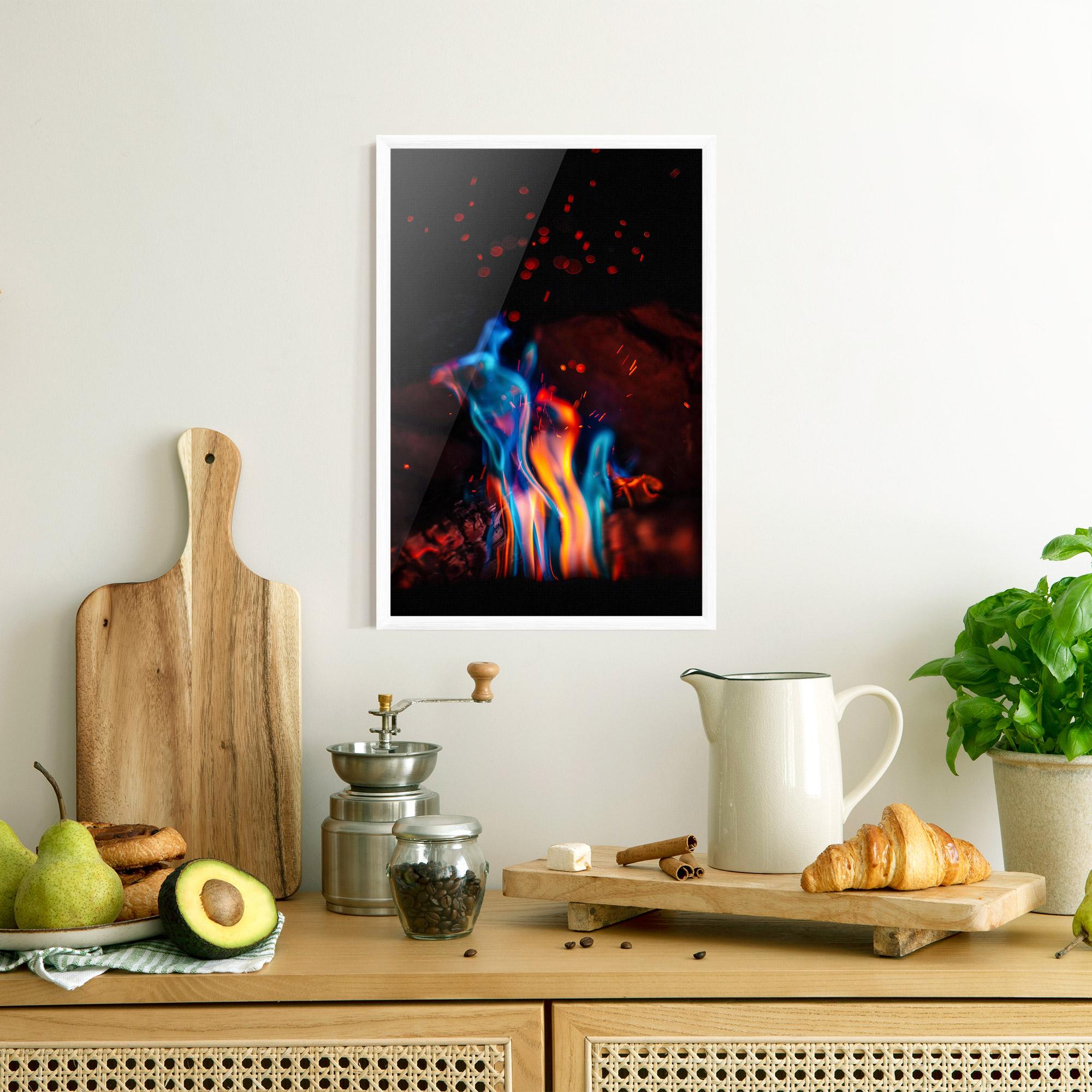 Poster Înrămat Blue Orange Fire mockup 8