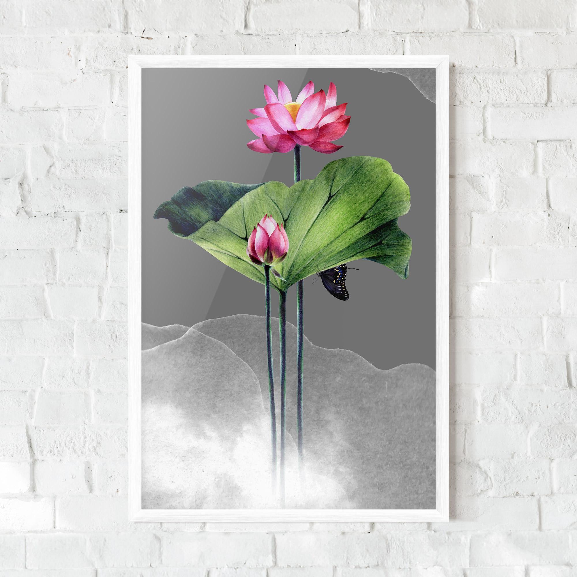 Poster Înrămat Pink Lotus Art mockup 0