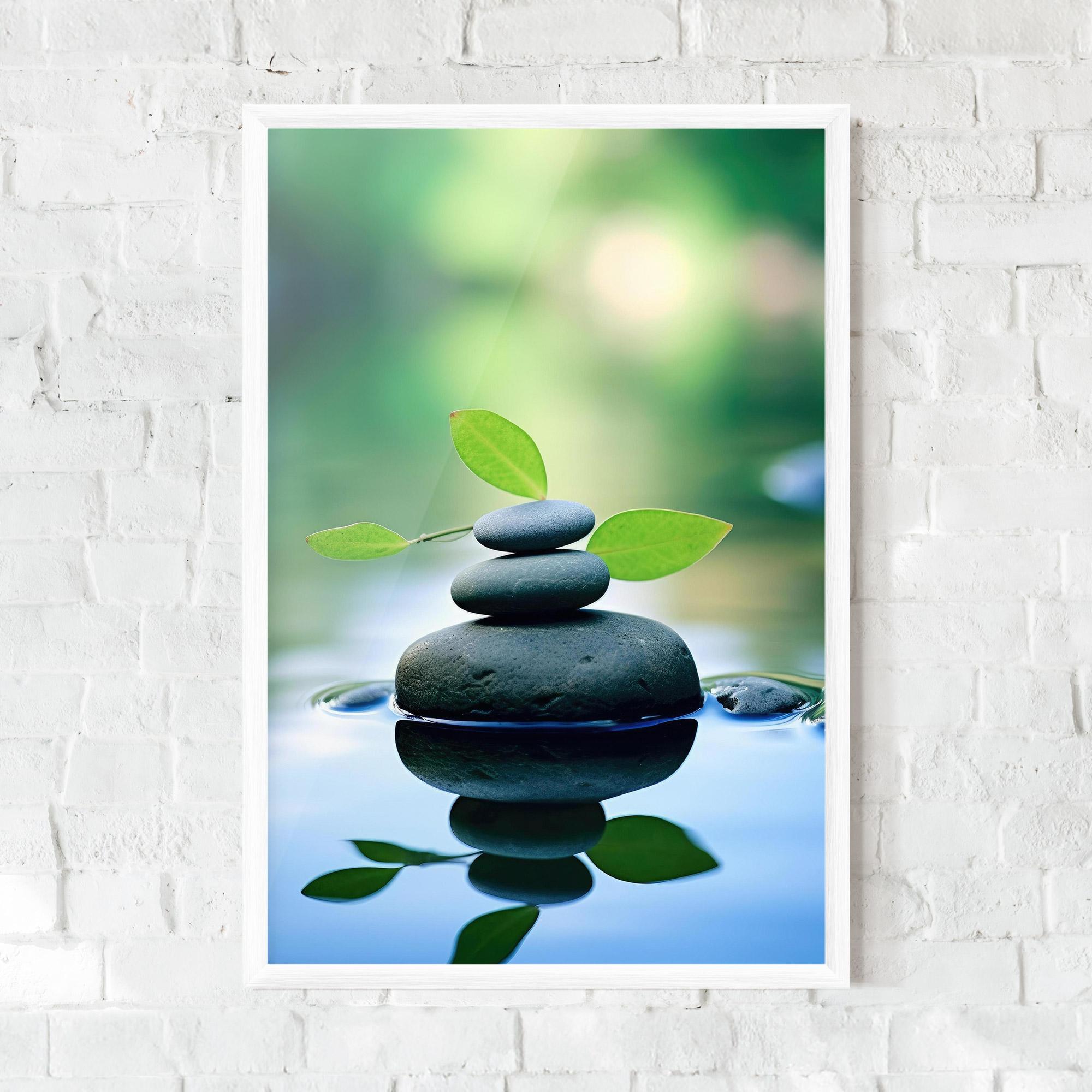 Poster Înrămat Stones Green Leaves mockup 0