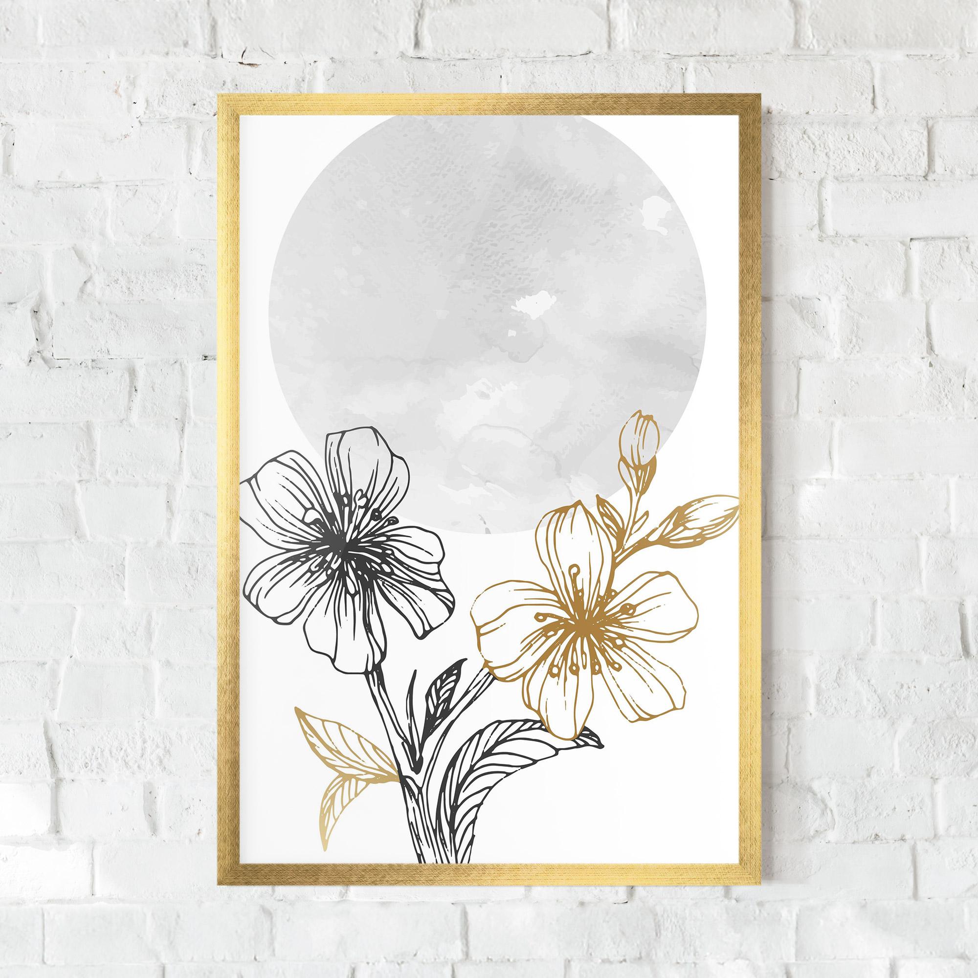 Poster Înrămat Grey Moon Flowers mockup 0