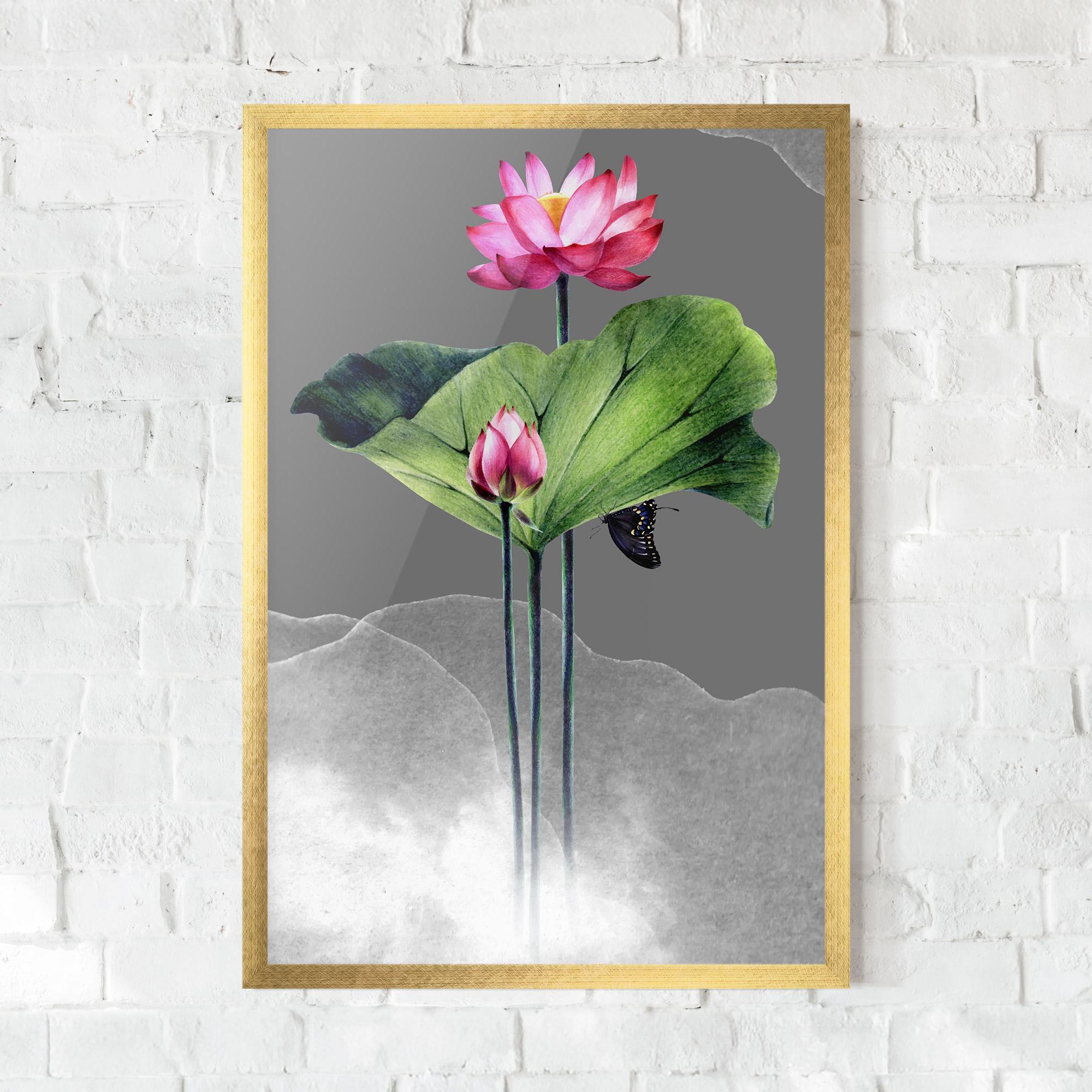 Poster Înrămat Pink Lotus Art mockup 0