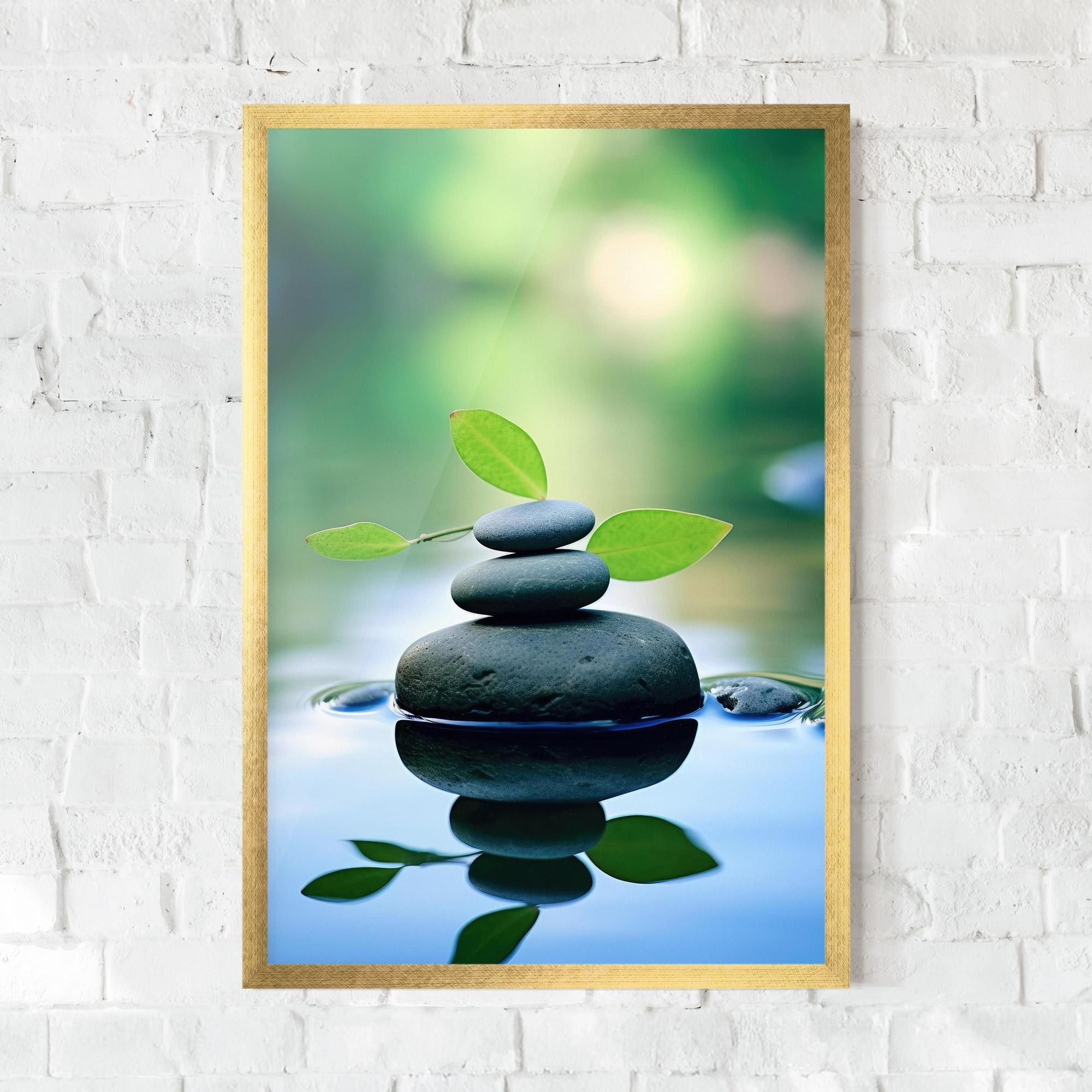 Poster Înrămat Stones Green Leaves mockup 0