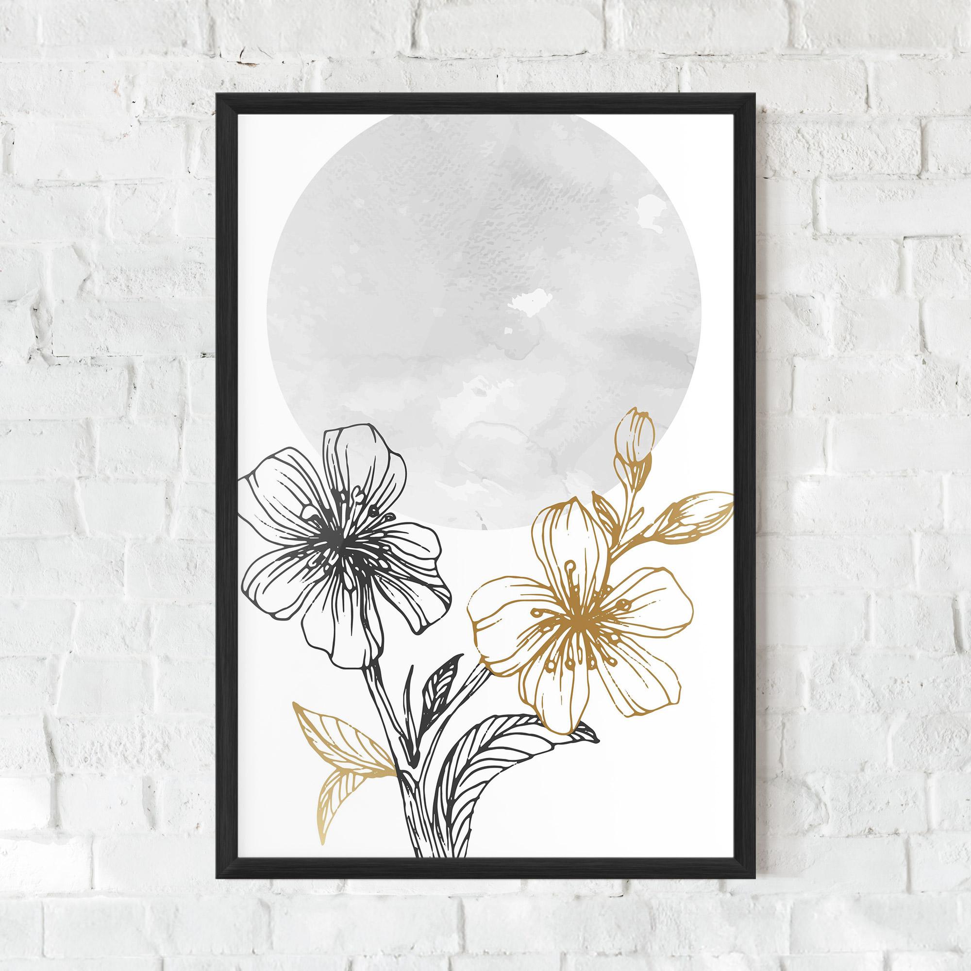 Poster Înrămat Grey Moon Flowers mockup 0