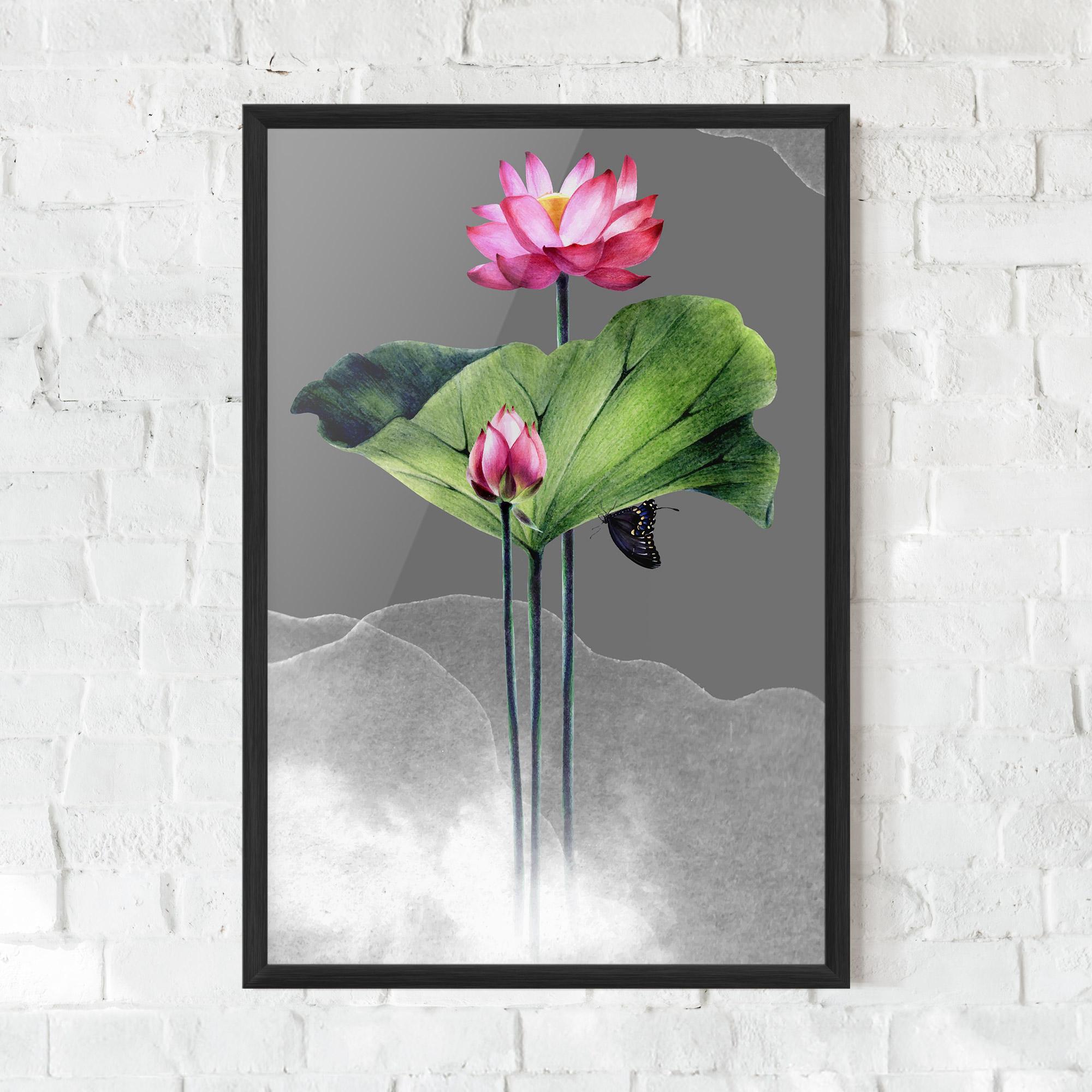 Poster Înrămat Pink Lotus Art mockup 0