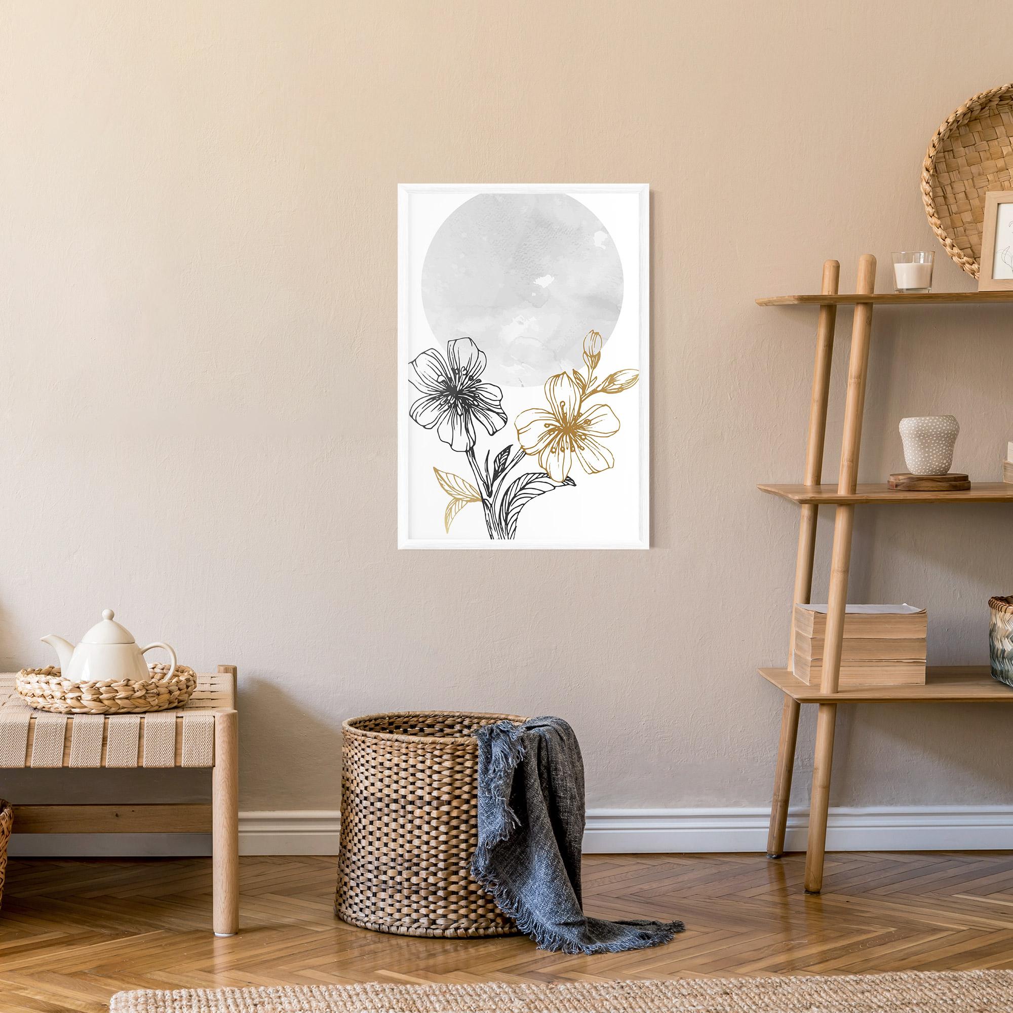 Poster Înrămat Grey Moon Flowers mockup 9