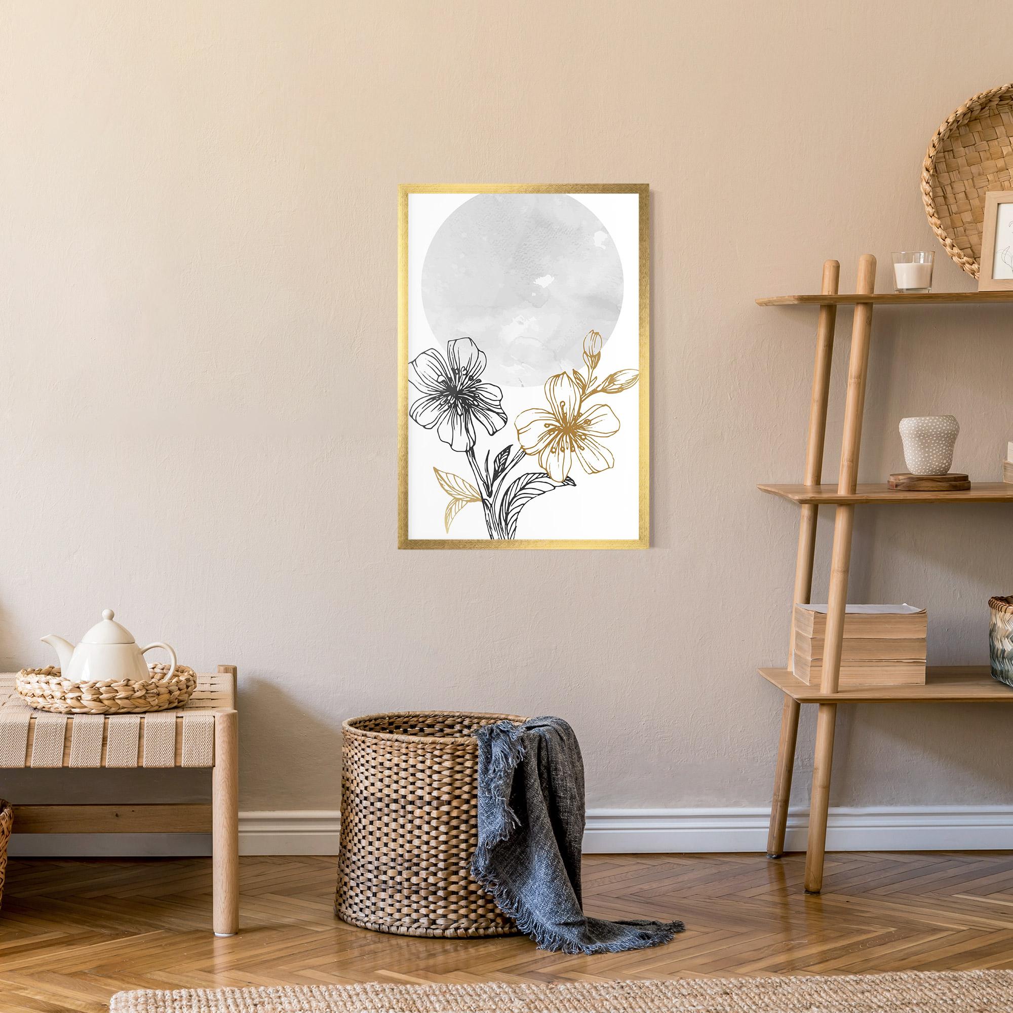 Poster Înrămat Grey Moon Flowers mockup 9