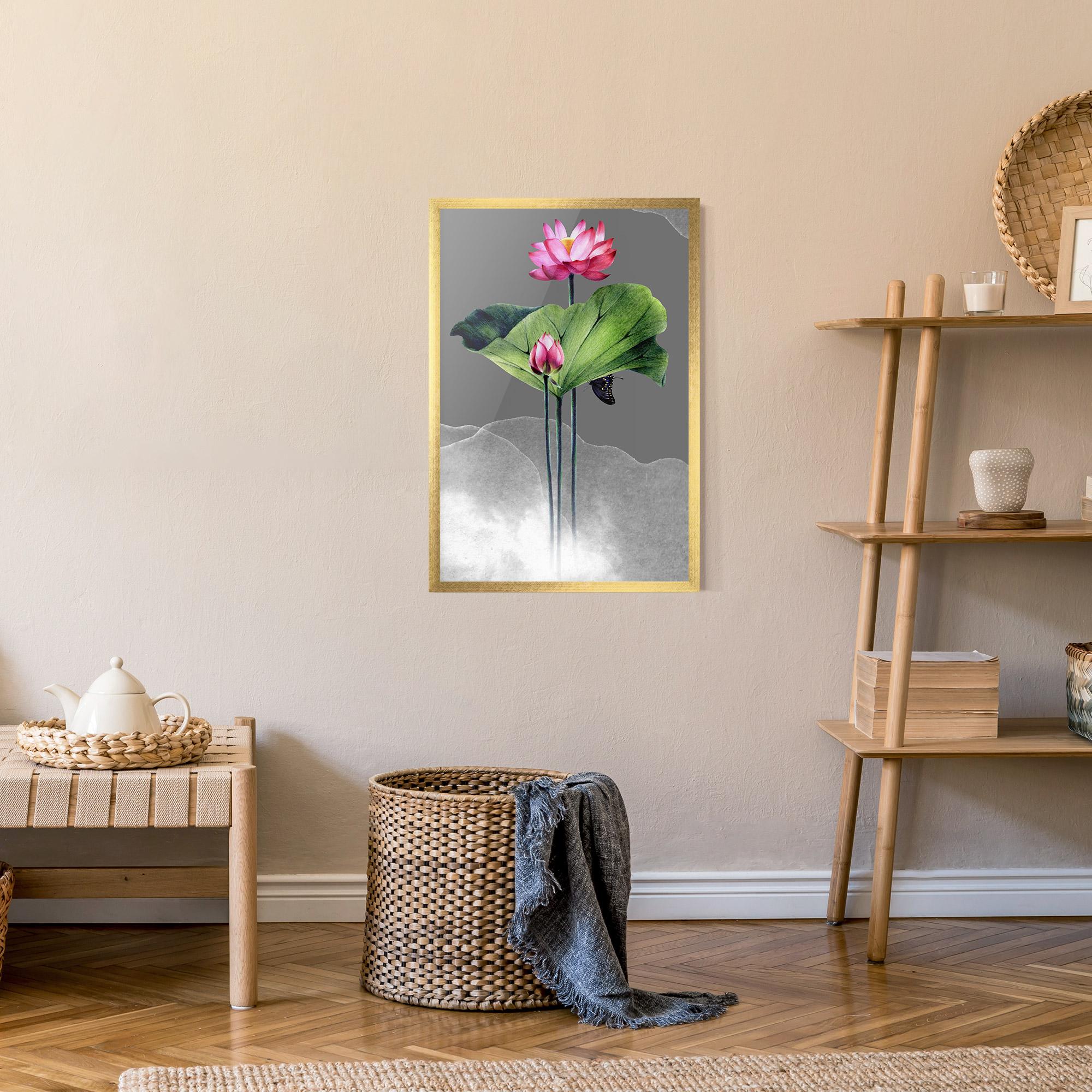 Poster Înrămat Pink Lotus Art mockup 9
