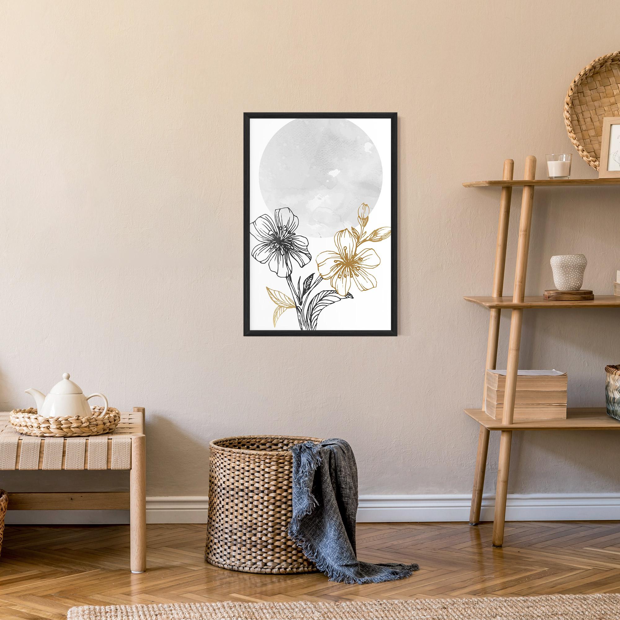 Poster Înrămat Grey Moon Flowers mockup 9