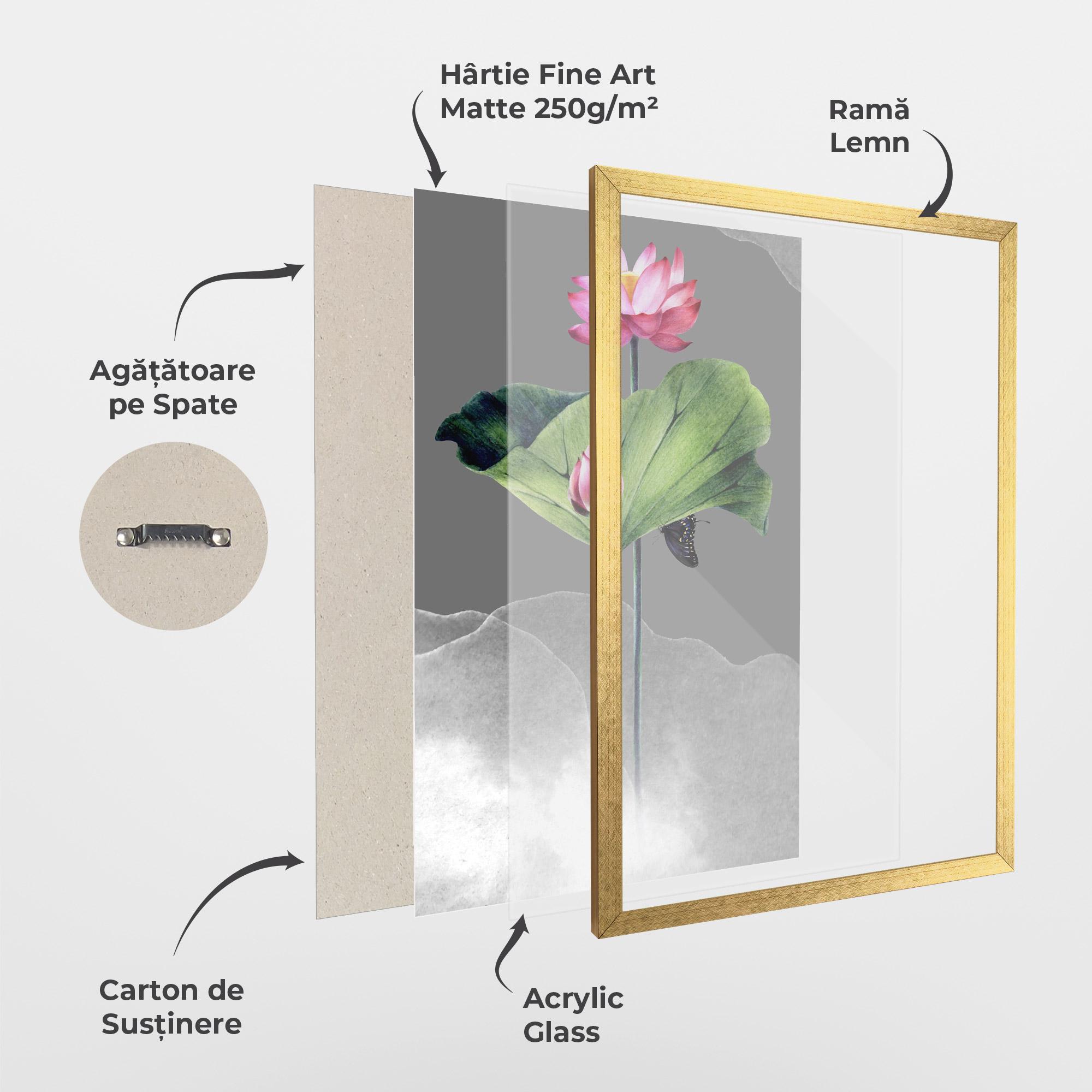 Poster Înrămat Pink Lotus Art mockup 1
