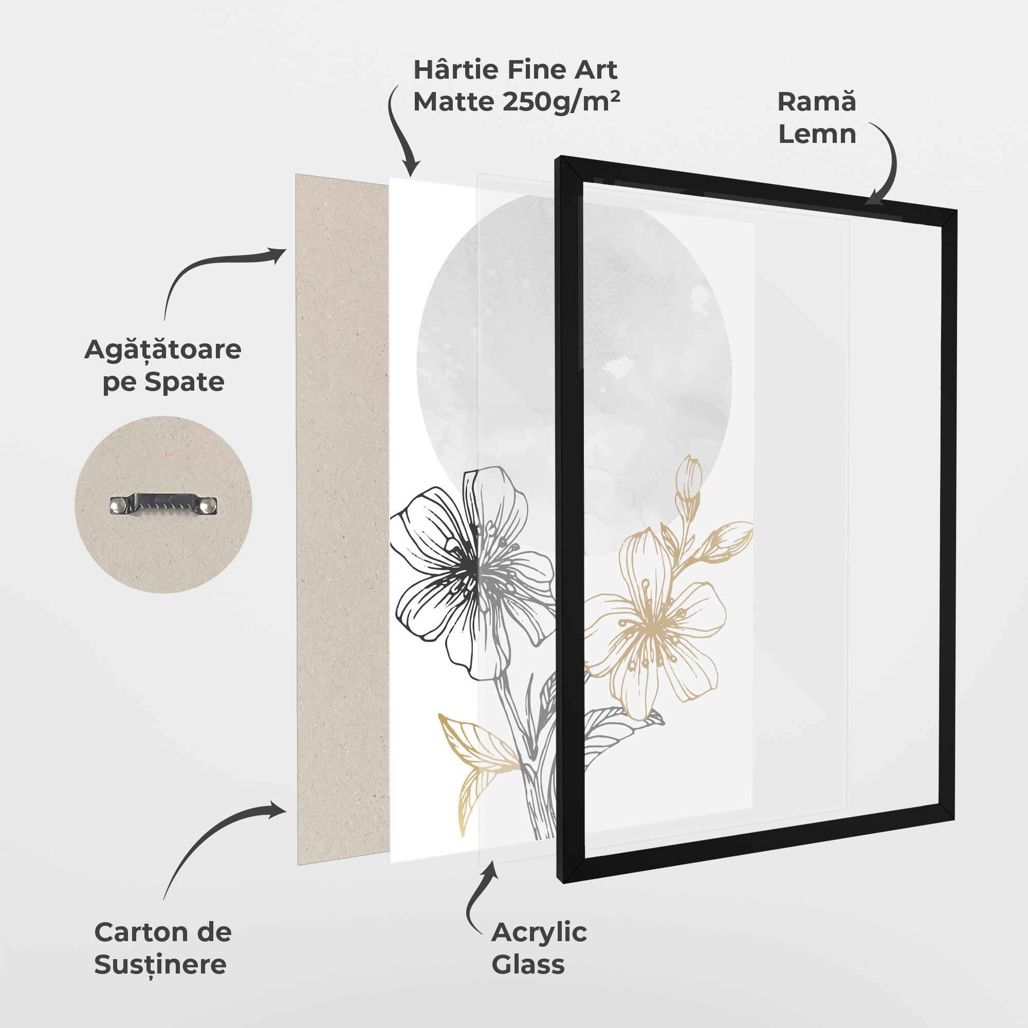 Poster Înrămat Grey Moon Flowers mockup 1