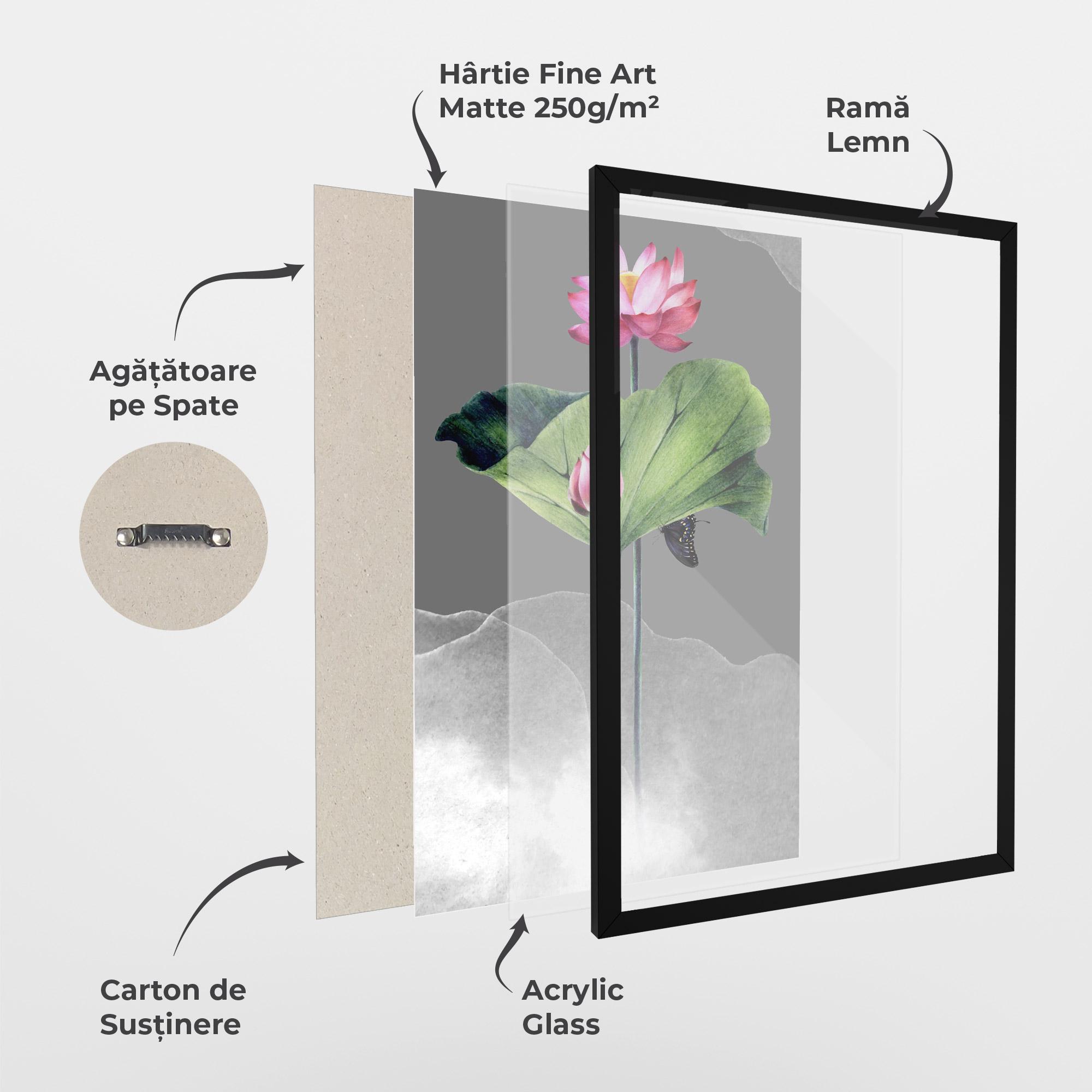 Poster Înrămat Pink Lotus Art mockup 1