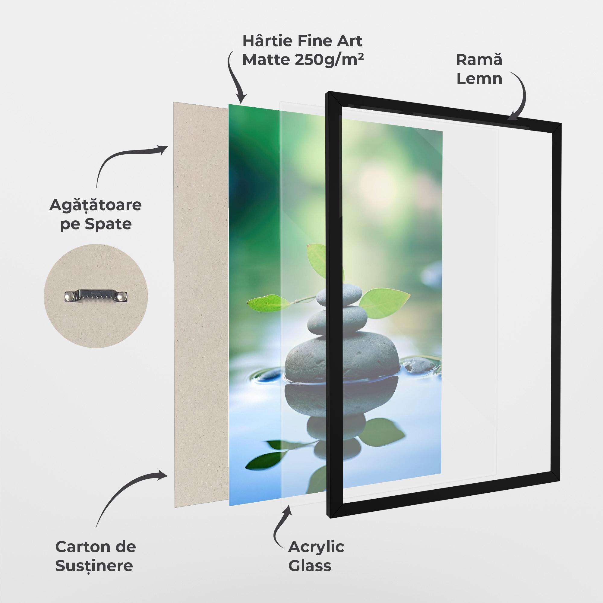 Poster Înrămat Stones Green Leaves mockup 1