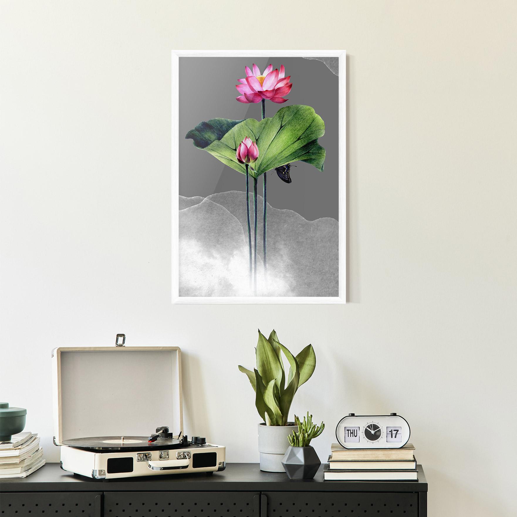 Poster Înrămat Pink Lotus Art mockup 2