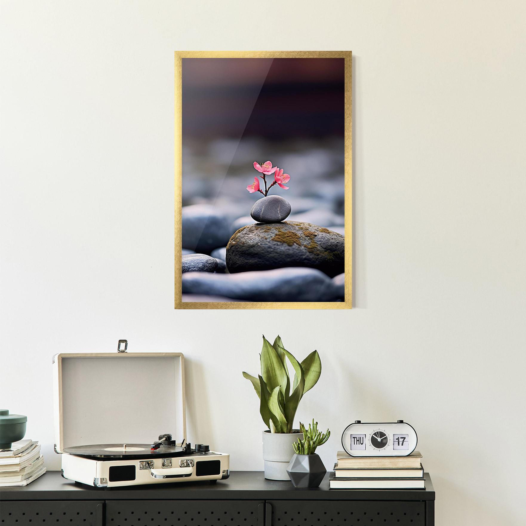 Poster Înrămat Tiny Flower Rock mockup 2