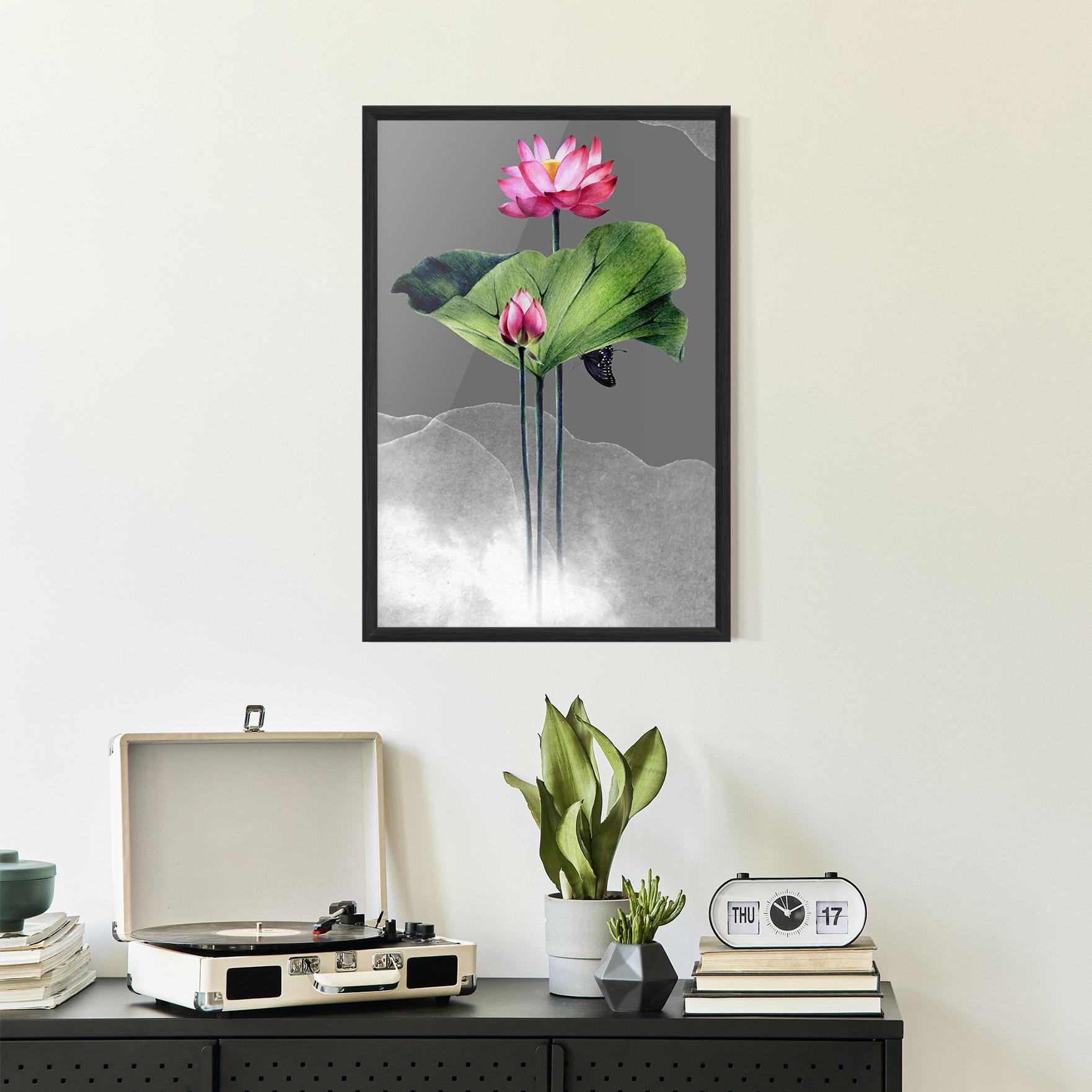 Poster Înrămat Pink Lotus Art mockup 2