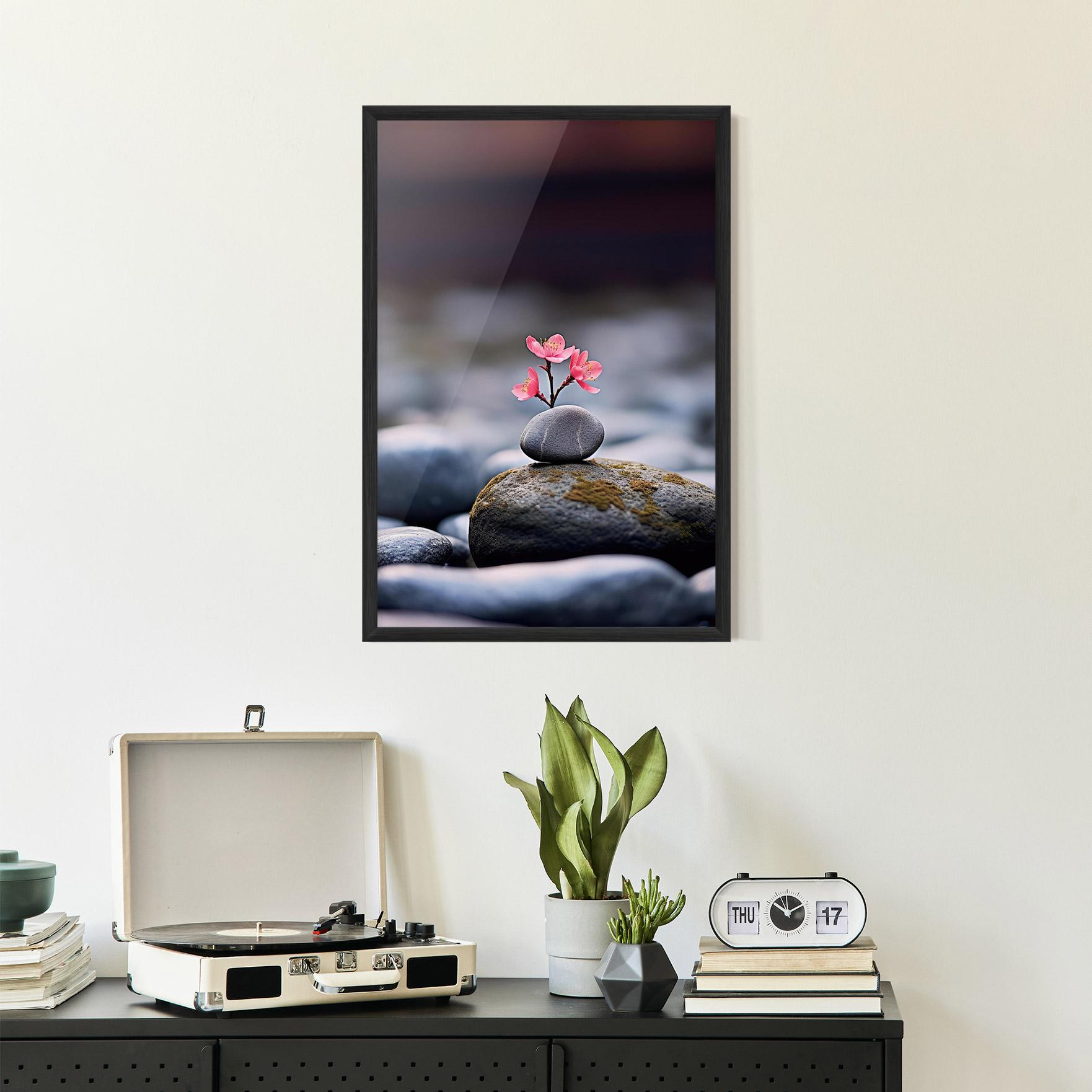 Poster Înrămat Tiny Flower Rock mockup 2