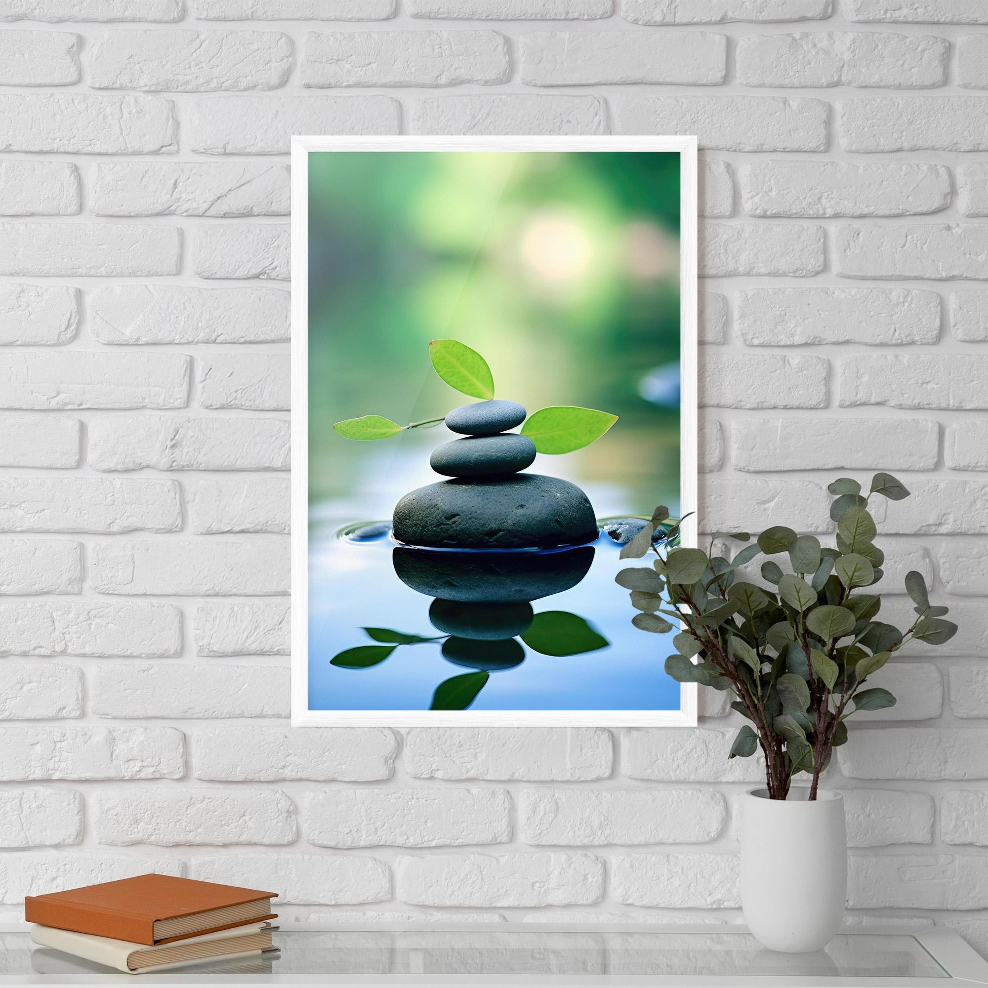 Poster Înrămat Stones Green Leaves mockup 5
