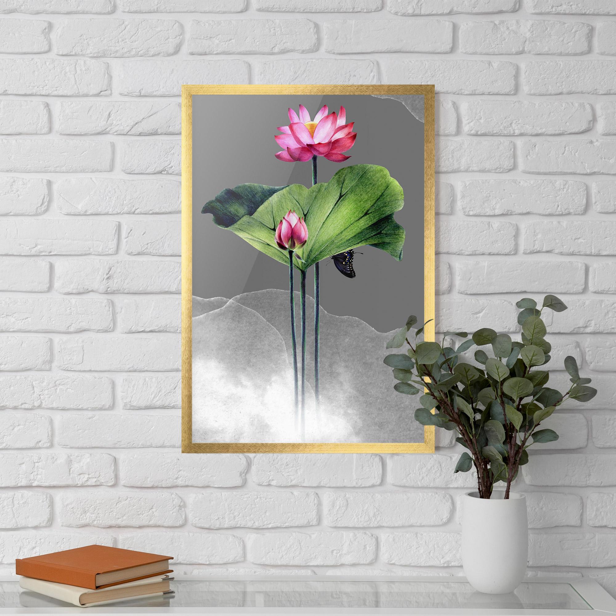 Poster Înrămat Pink Lotus Art mockup 5
