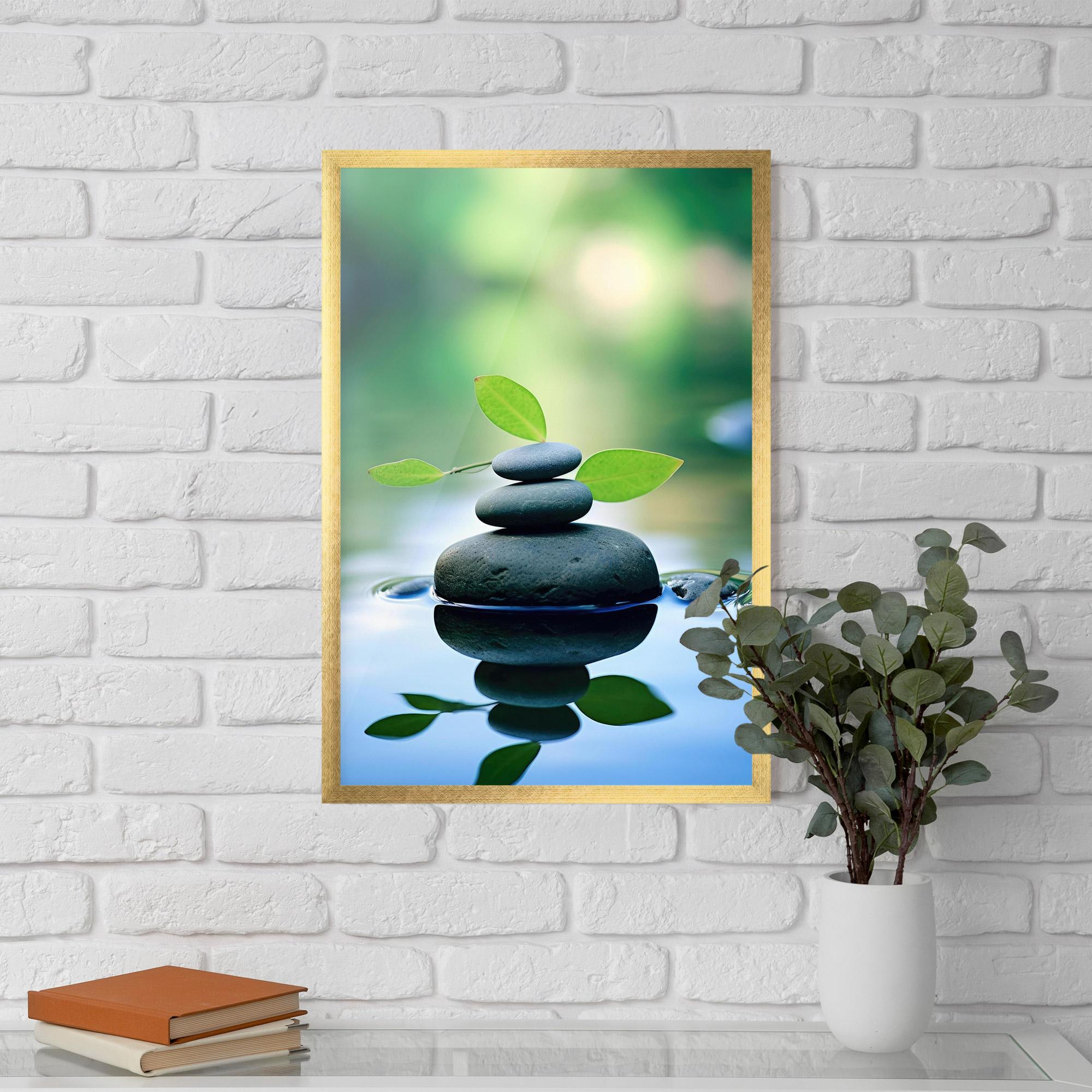 Poster Înrămat Stones Green Leaves mockup 5