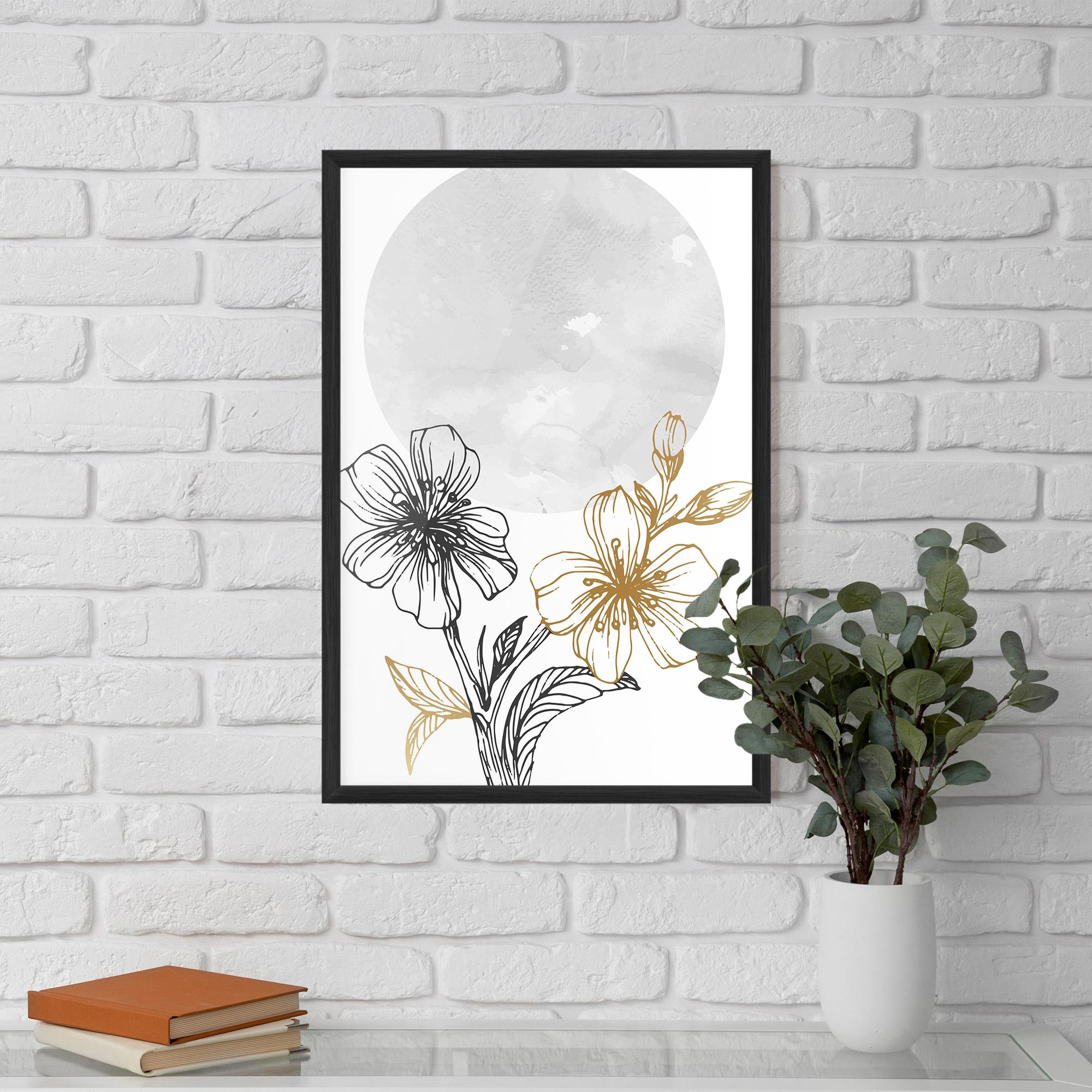 Poster Înrămat Grey Moon Flowers mockup 5